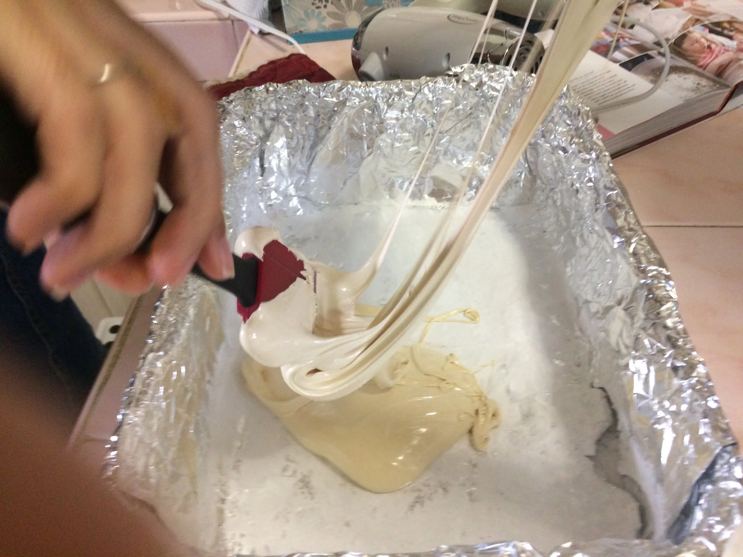 A very sticky, taffy-like Halloween marshmallow experiment took a good chunk of a recent afternoon at our home in Havana. 