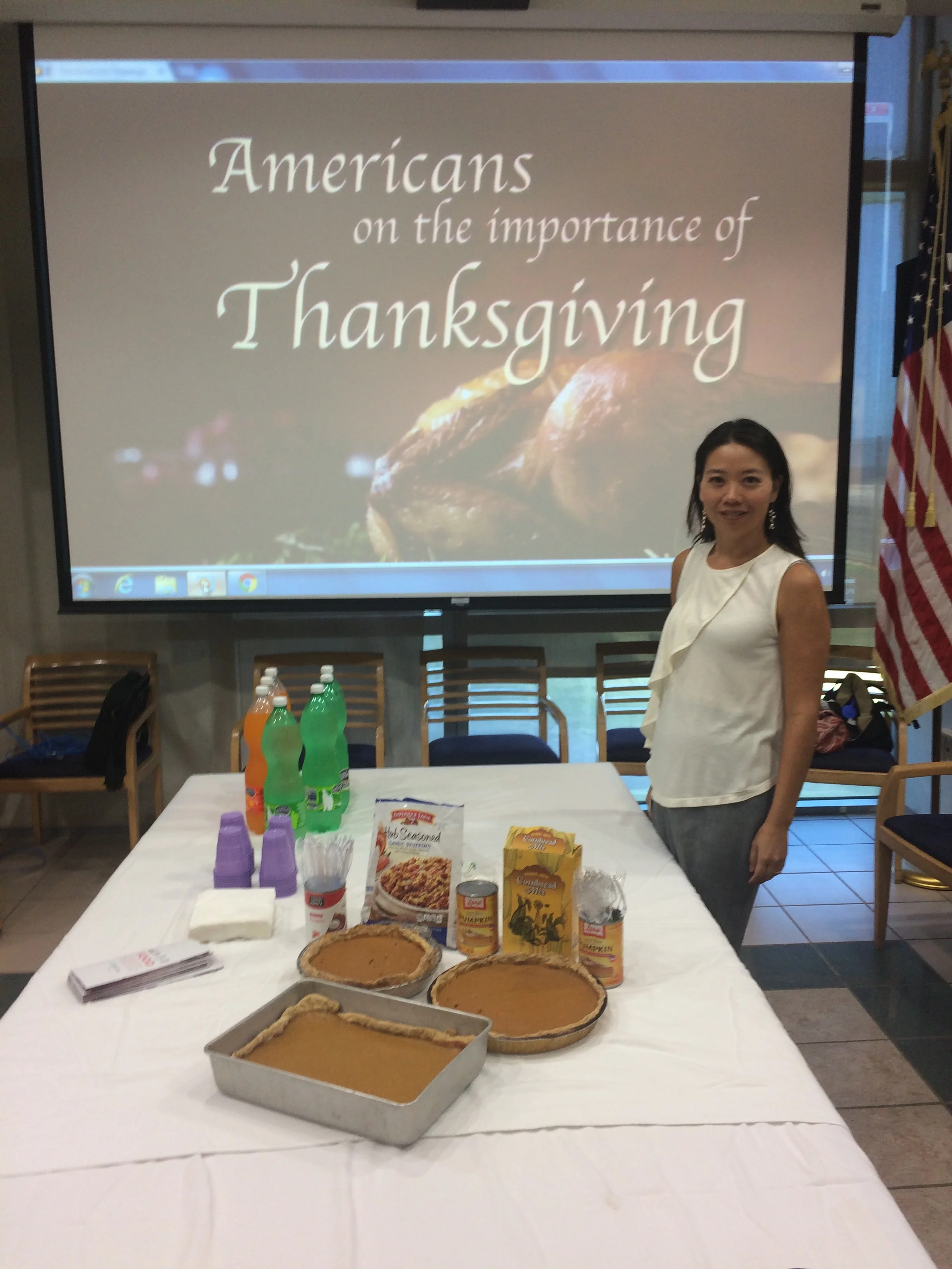 The typical American packaged goods for Thanksgiving were a novelty to the Cuban audience.