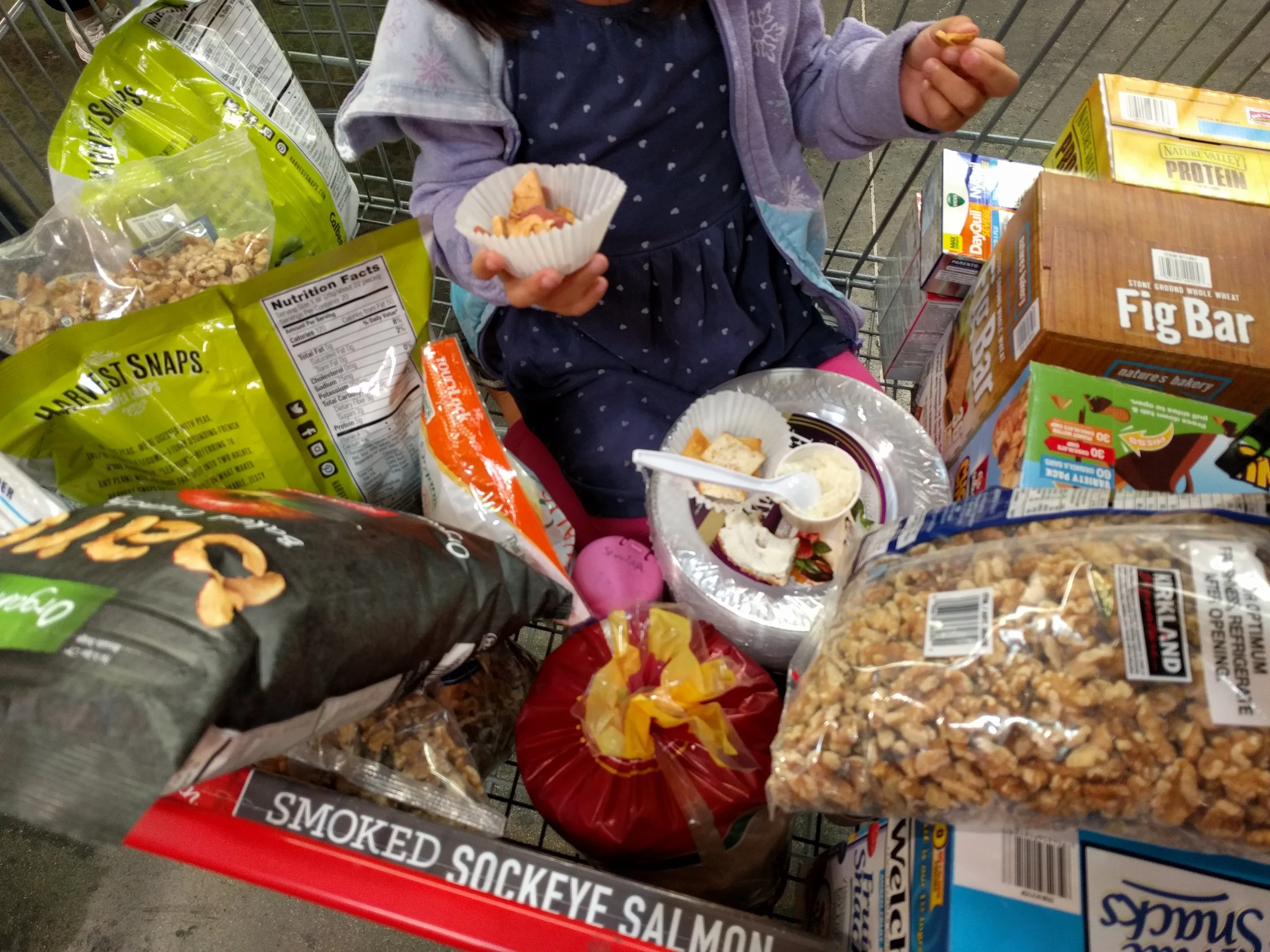 My daughter's samples and the contents of our cart begin to get unwieldy. 