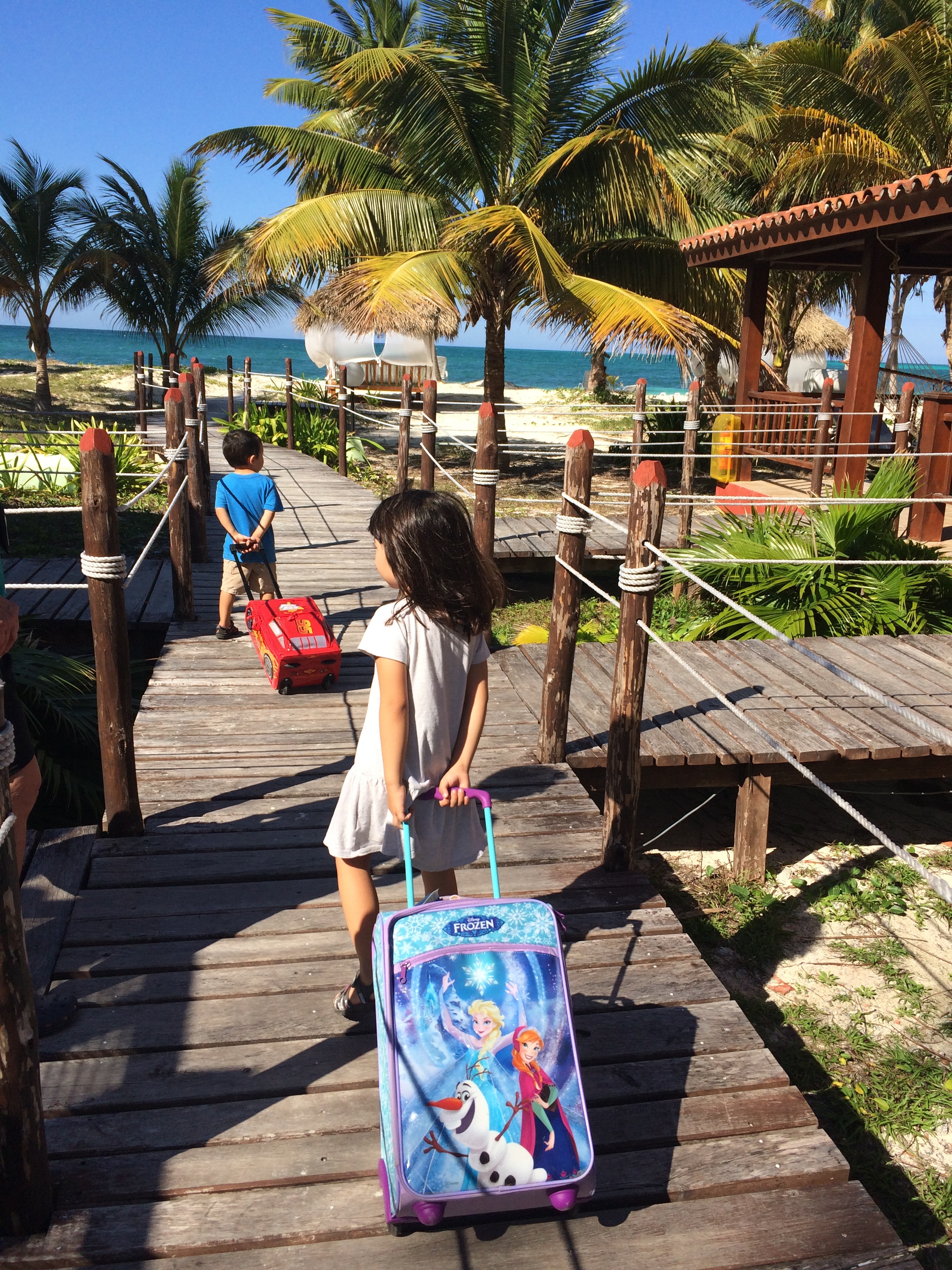 Arriving on an island for a beach vacation, just off the main island of Cuba where we live. 