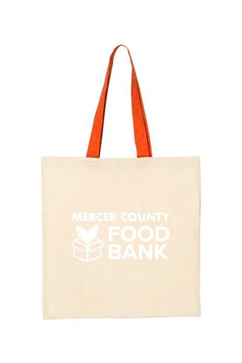 Natural/Orange Q-Tees Economical Tote with Contrast-Color Handles #QTB6000