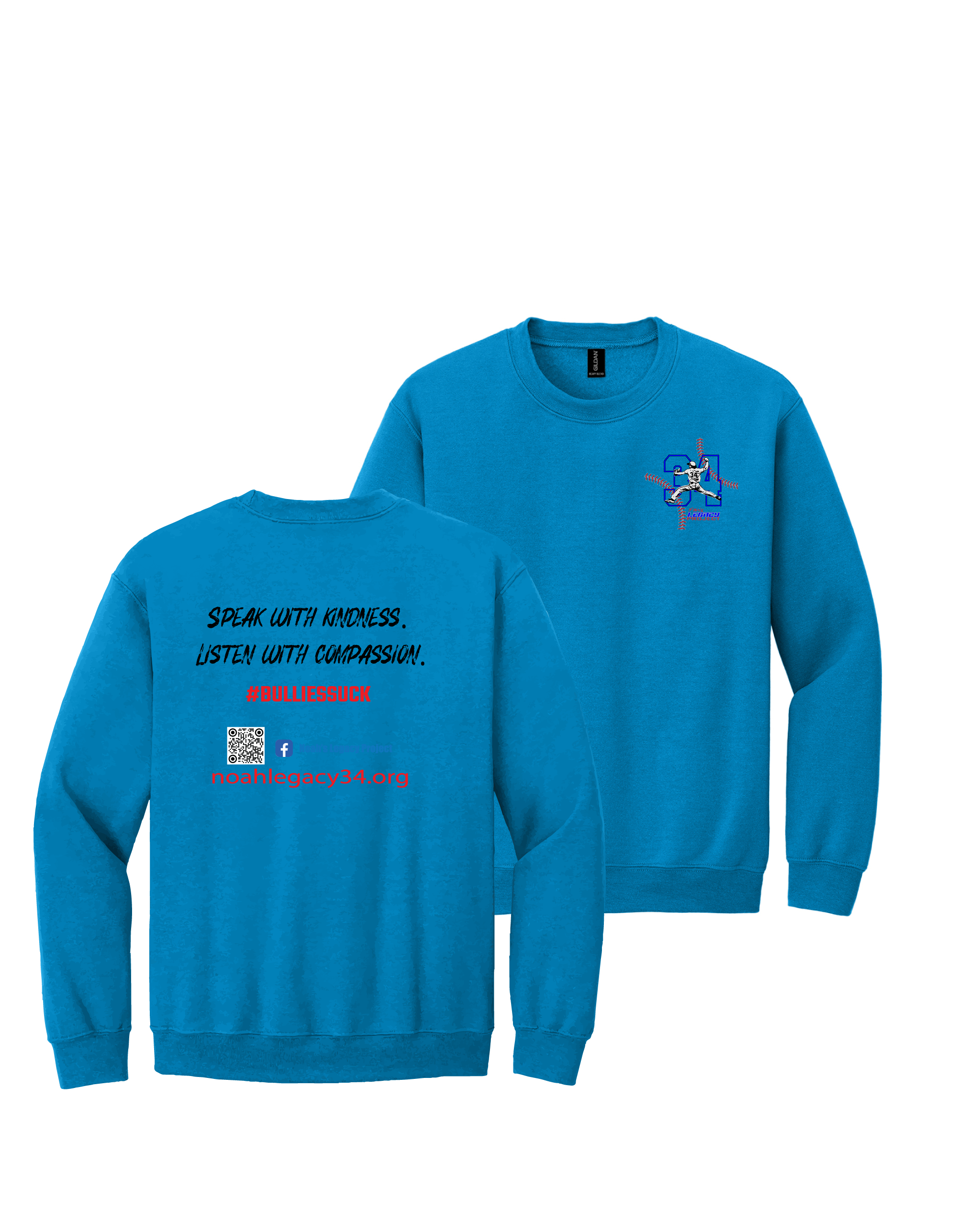 Sapphire Gildan Heavy Blend Crewneck Sweatshirt #18000, Speak with Kindness