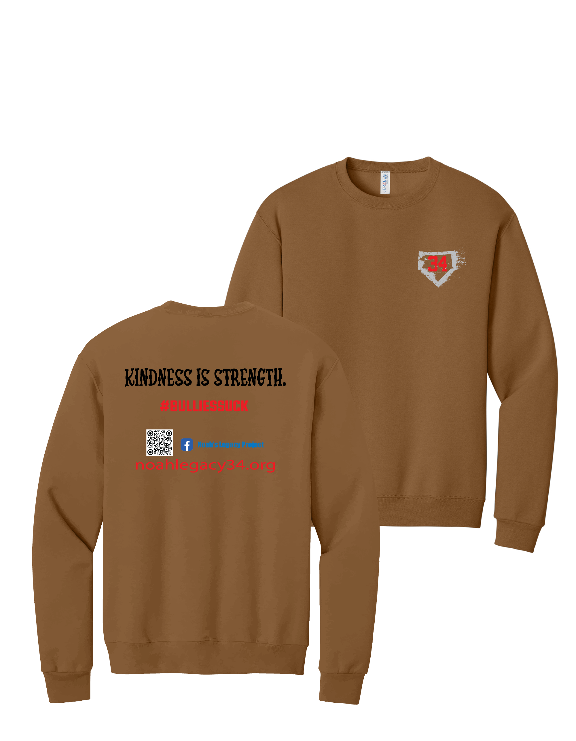 Golden Pecan Jerzees NuBlend Crewneck Sweatshirt #562M, Kindness is Strength