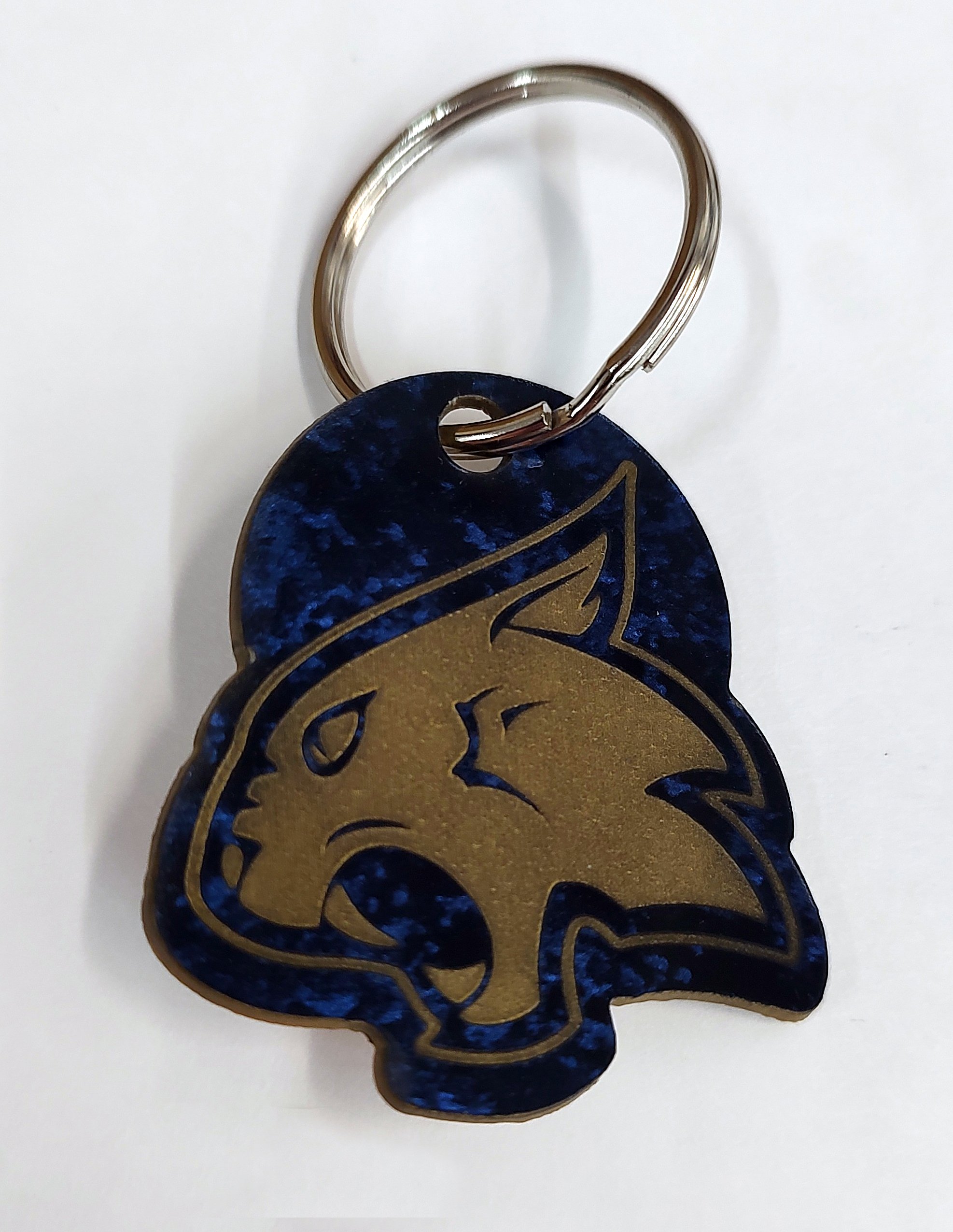 Thiel College Blue/Gold Tomcat Keychain