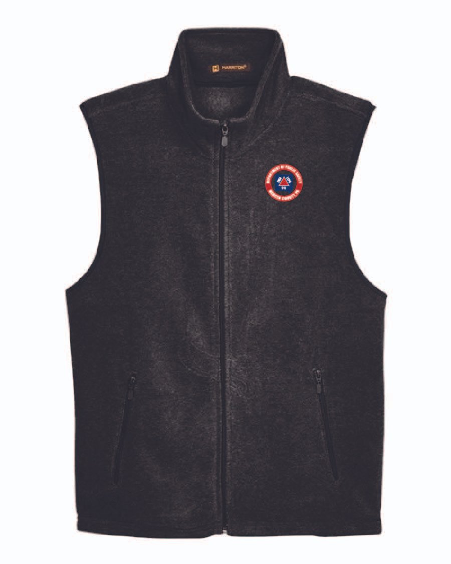 Black Harriton Fleece Full-Zip Vest #M985