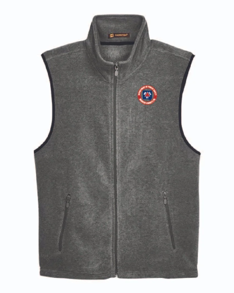Charcoal Harriton Fleece Full-Zip Vest #M985