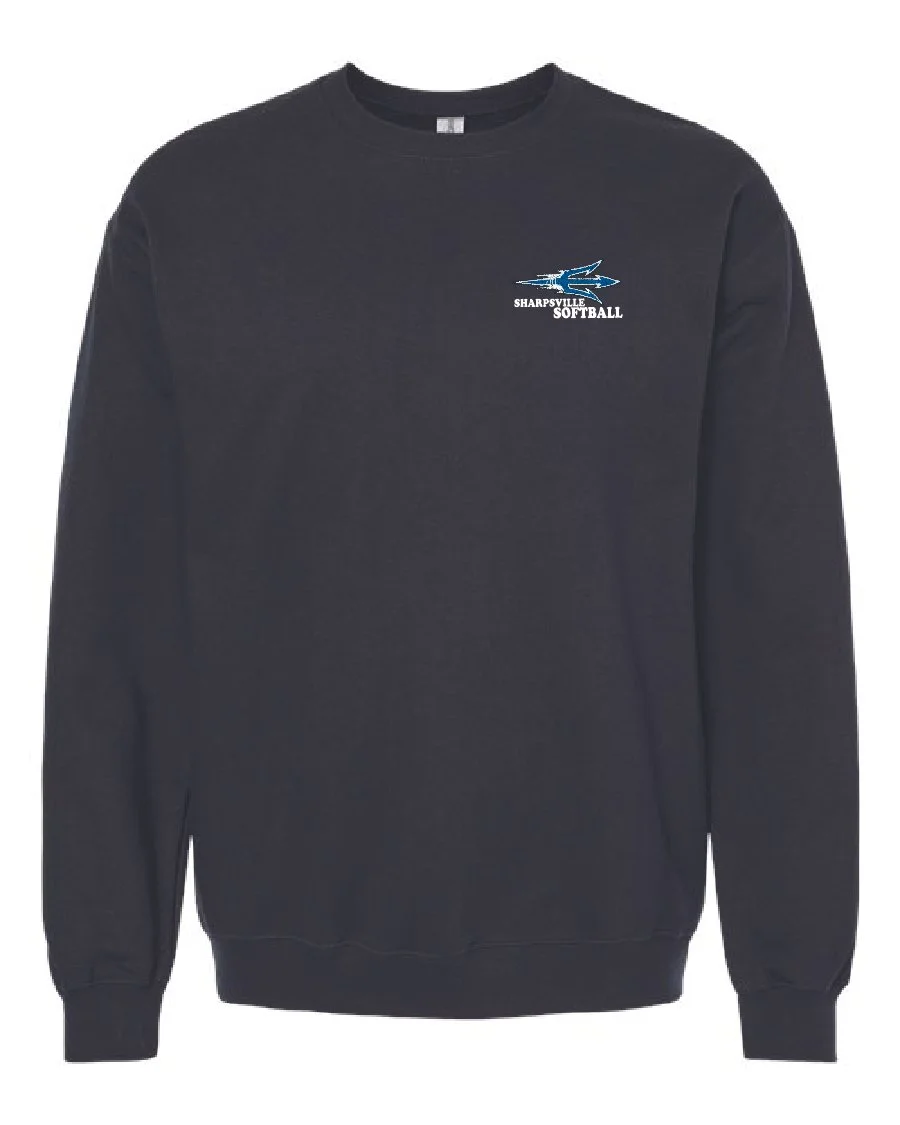 Black Gildan Softstyle Midweight Crewneck Sweatshirt #SF000