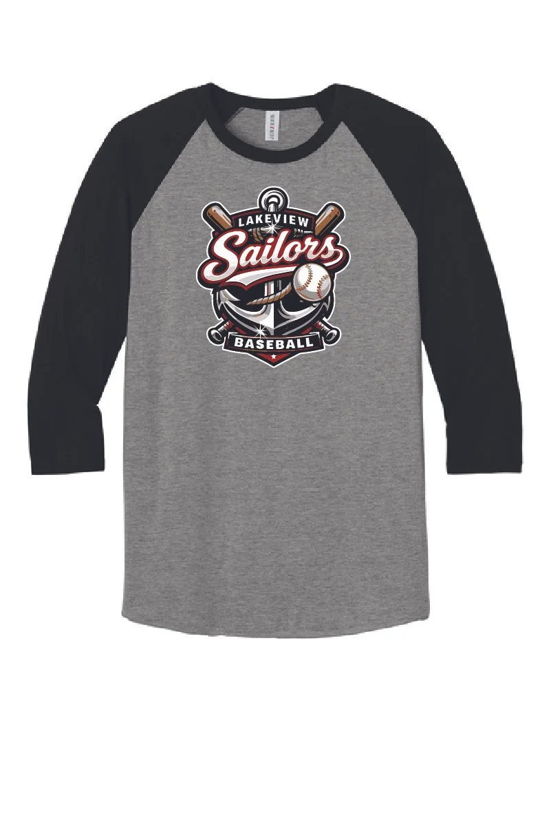 Oxford/Black Ink 3/4-Sleeve Raglan Tee #560R-YT200