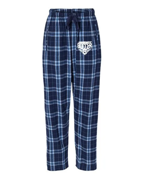 Navy/Columbia Plaid Boxercraft Women's Haley Flannel Pants #BW6620, D1