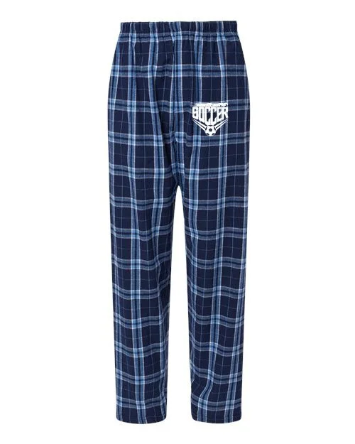 Navy/Columbia Plaid Boxercraft Men's Harley Flannel Pants #BM6624, D1