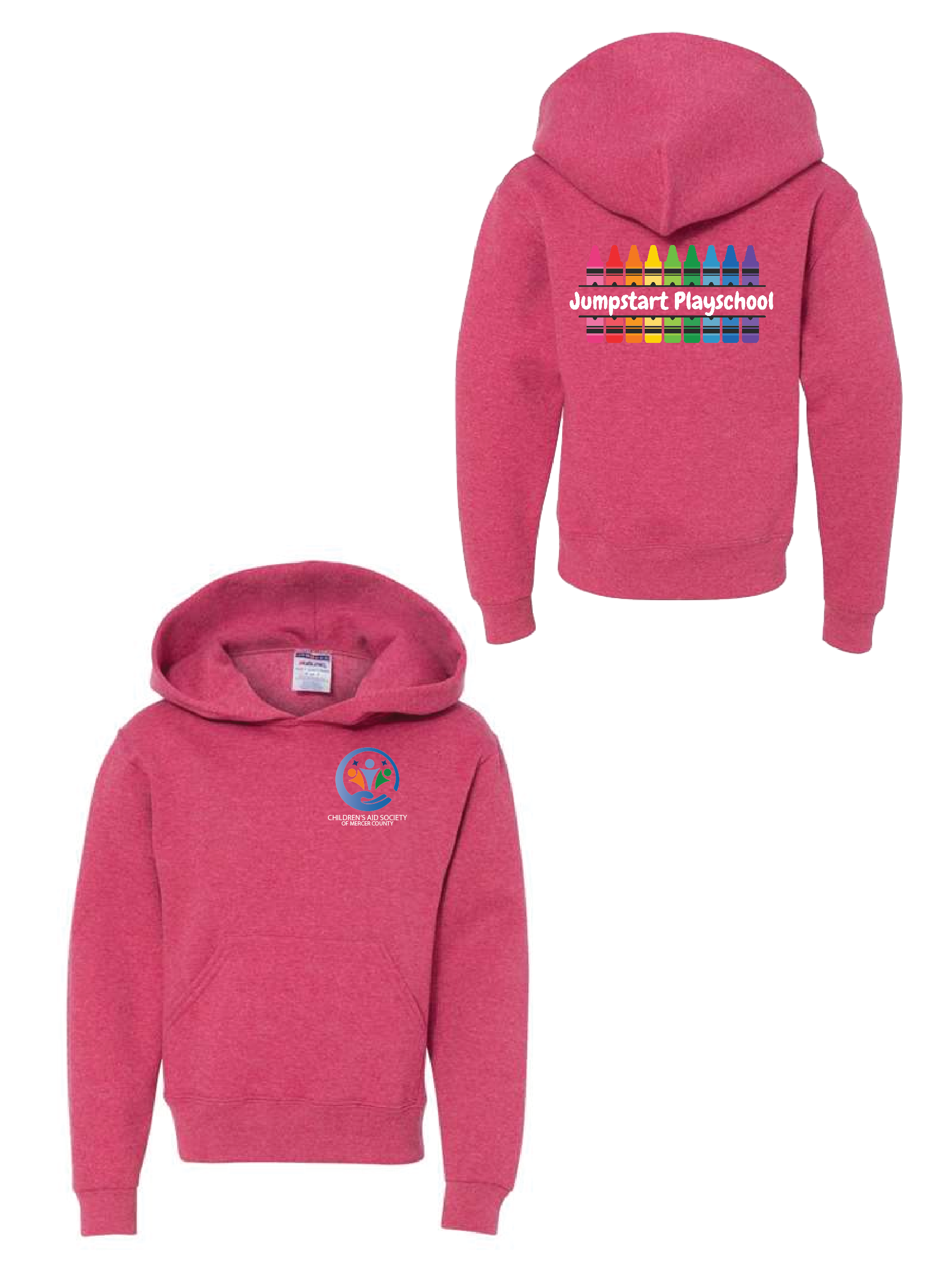 Vintage Heather Red Jerzees Youth NuBlend Hooded Sweatshirt #996Y