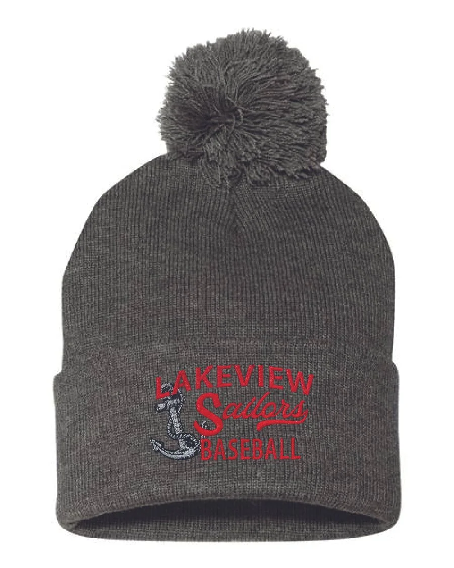 Dark Heather Grey Sportsman 12" Pom-Pom Cuffed Beanie #SP15