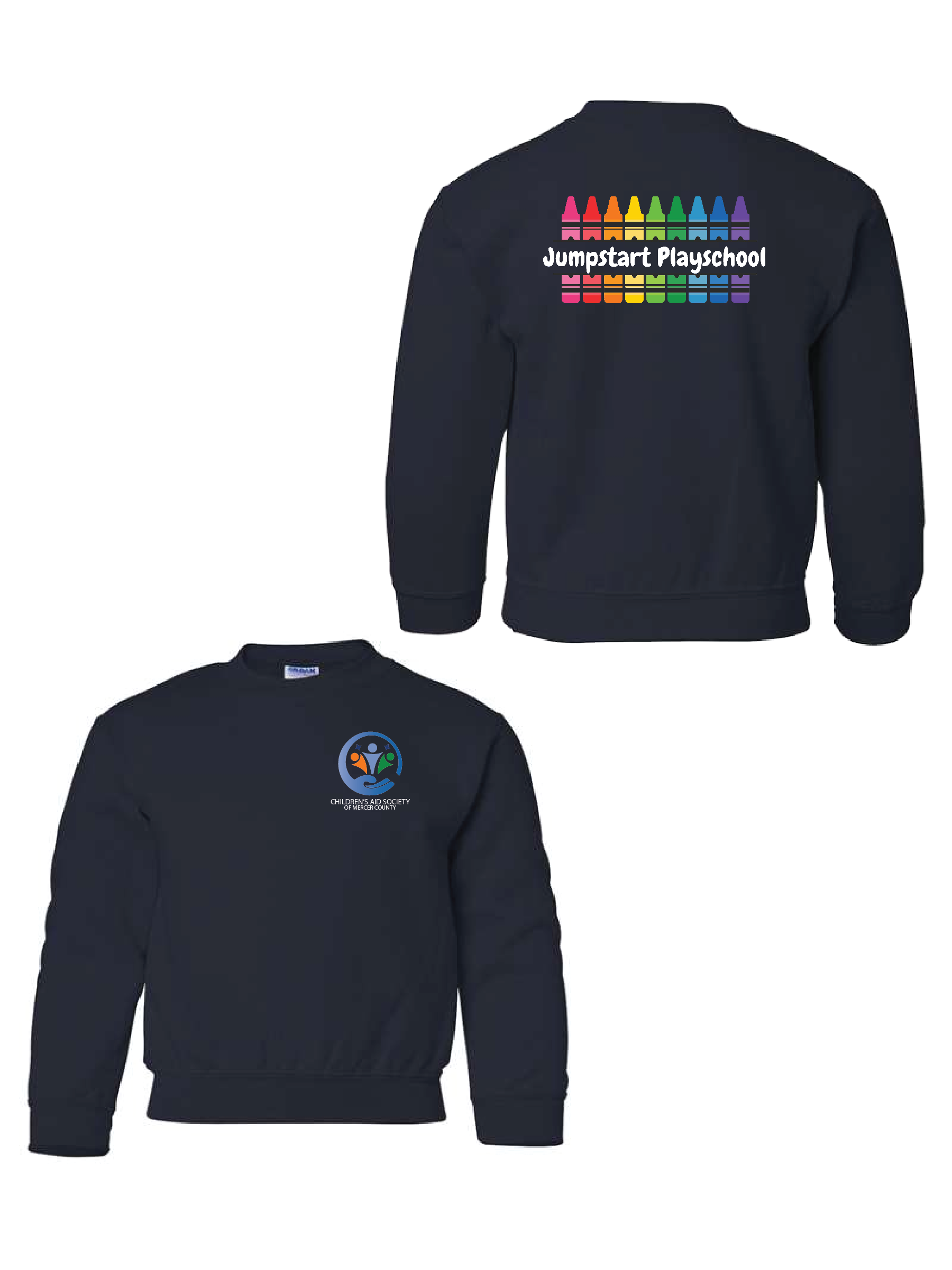 Navy Gildan Youth Heavy Blend Crewneck Sweatshirt #18000B