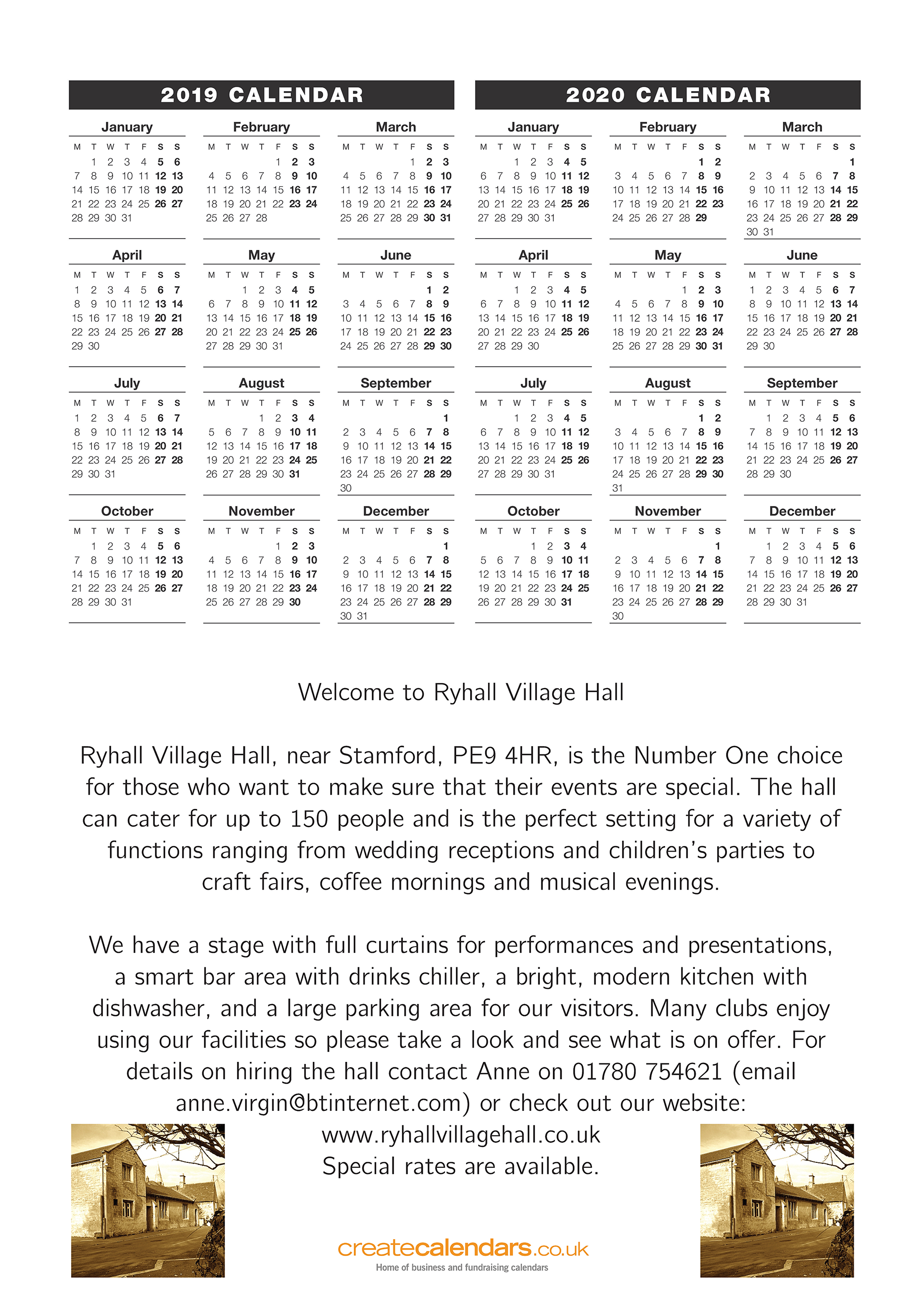 2019 & 2020 calendar + text