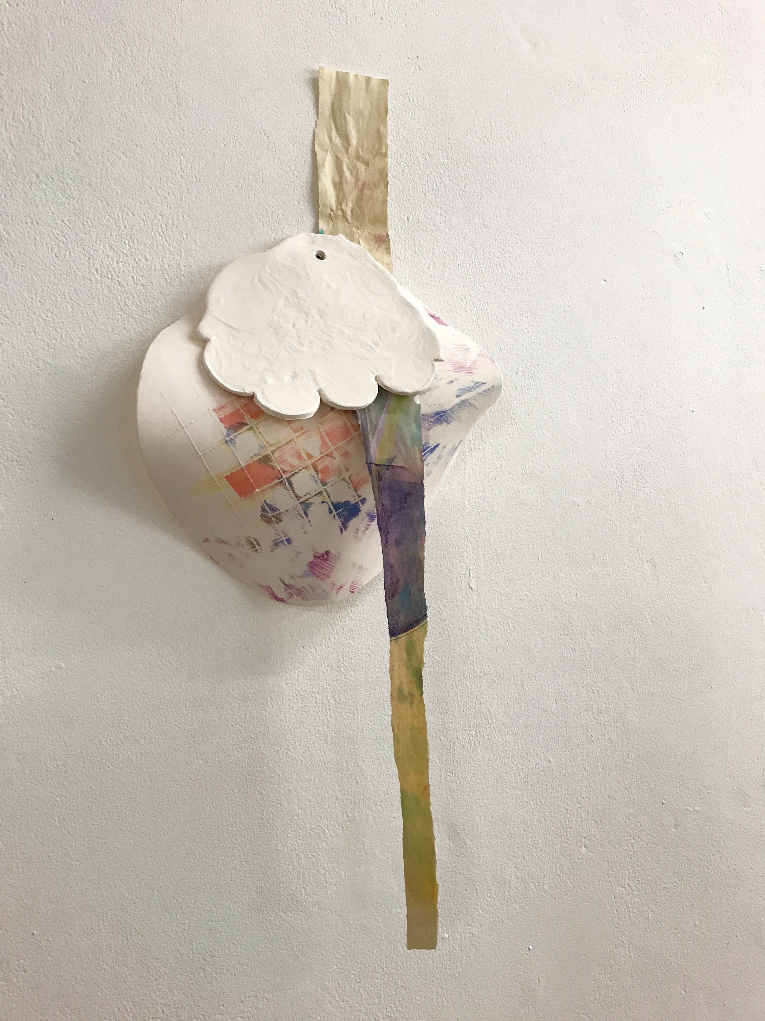  Paper, watercolour, oil paint, unglazed porcelain, 2018 