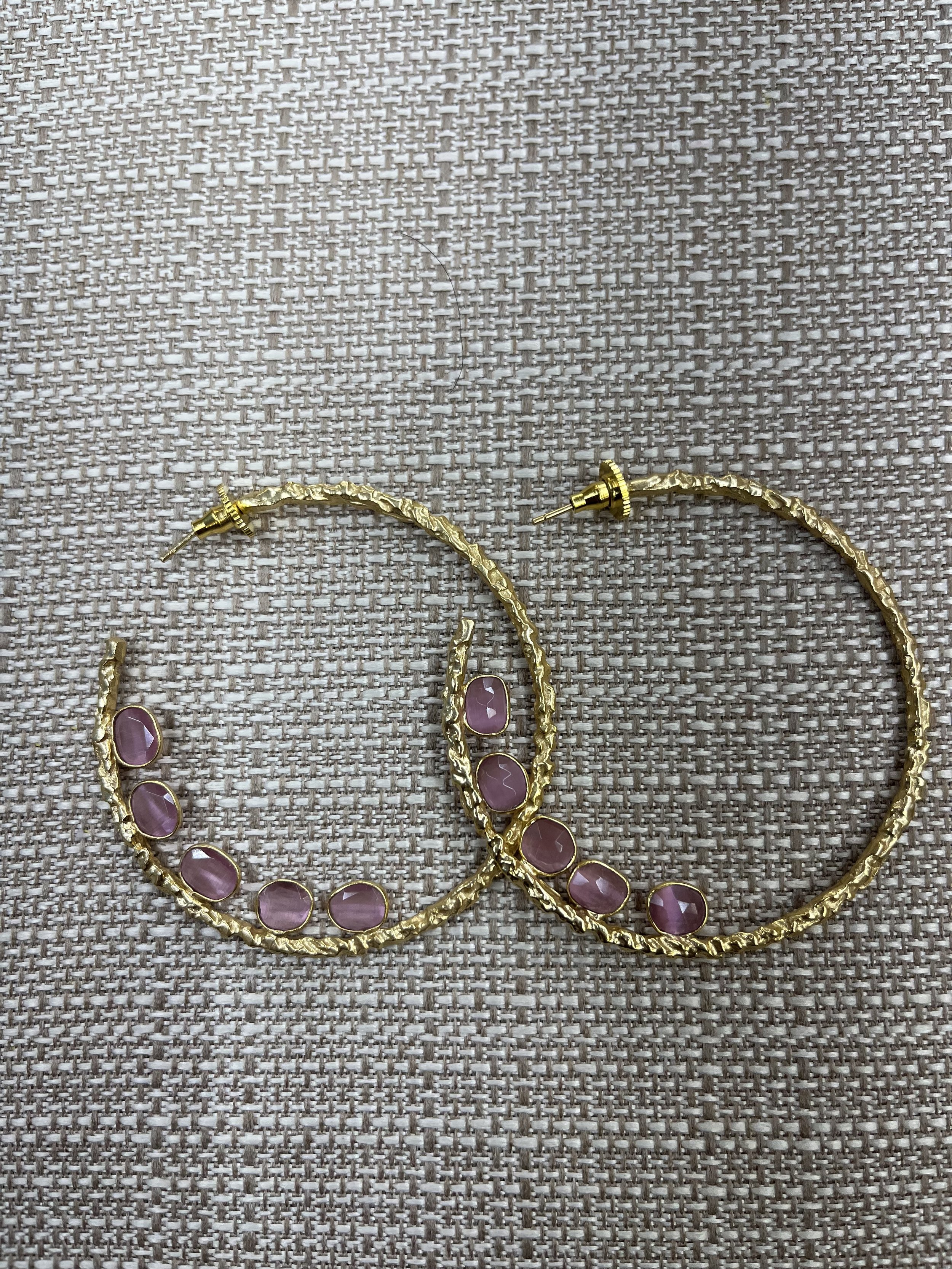 Rose Quartz Hoop Earrings