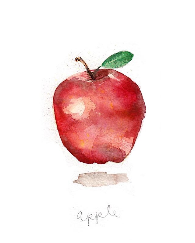 Apple painting for recent editorial work - swipe for 1st phase of painting and final unedited. I always try to document the phases but I also always get too carried away and then before I know it I&rsquo;ve finished 🤷🏼&zwj;♀️
. . .

#illustration #
