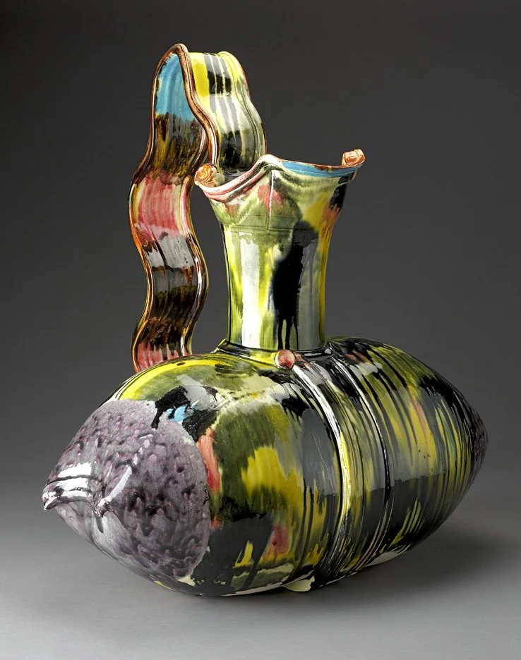 Silk Pillow Pitcher (1985) Two large cylinders put together to form a pillow, then altered into a pitcher. These pieces were some of her most celebrated works.