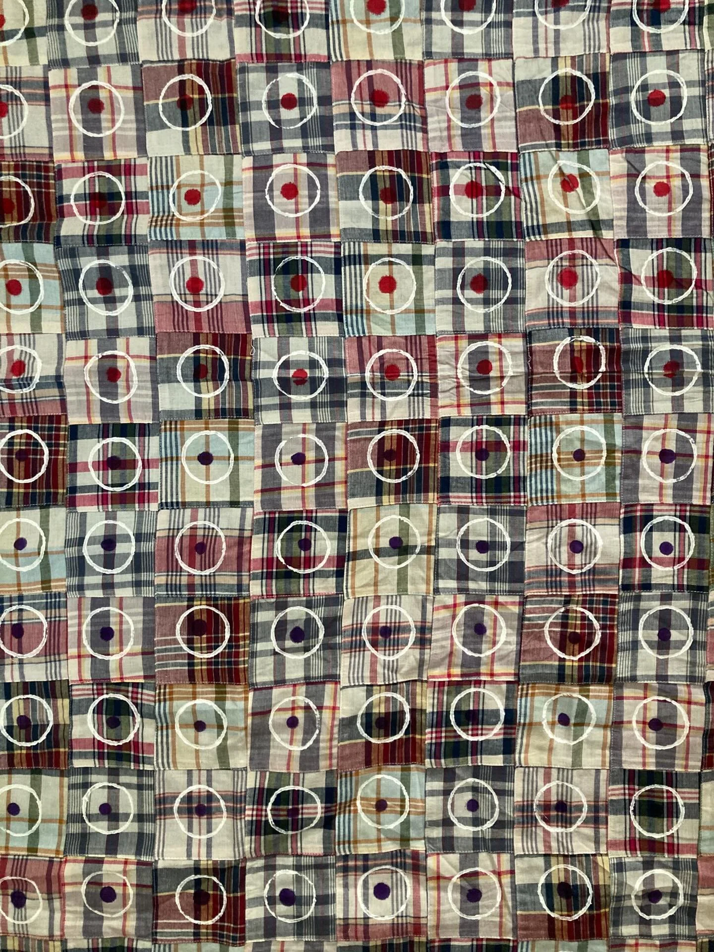 I am always collecting fabric. All of these bits were found in a church basement thrifting with my mom. When I look for fabric I am attracted to traditional designs- plaid, stripes, florals. The thrill comes in modifying them into something unfamilia