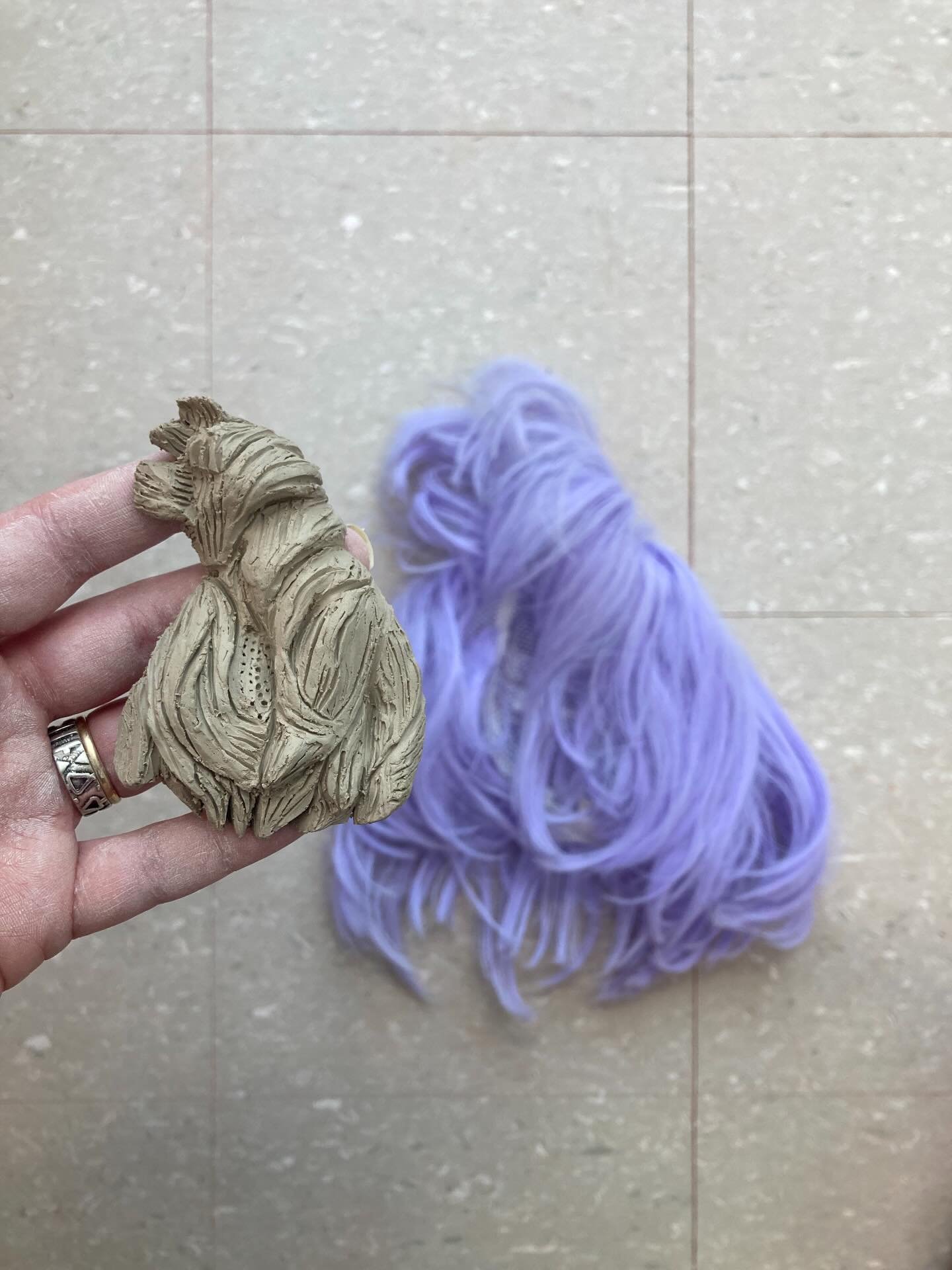 New projects incoming! I&rsquo;ve been taking an open studio class at the community college and for the first time in a while I&rsquo;m just making things just to mess around(while producing some new incense burners). This is a wig of mine, it&rsquo;