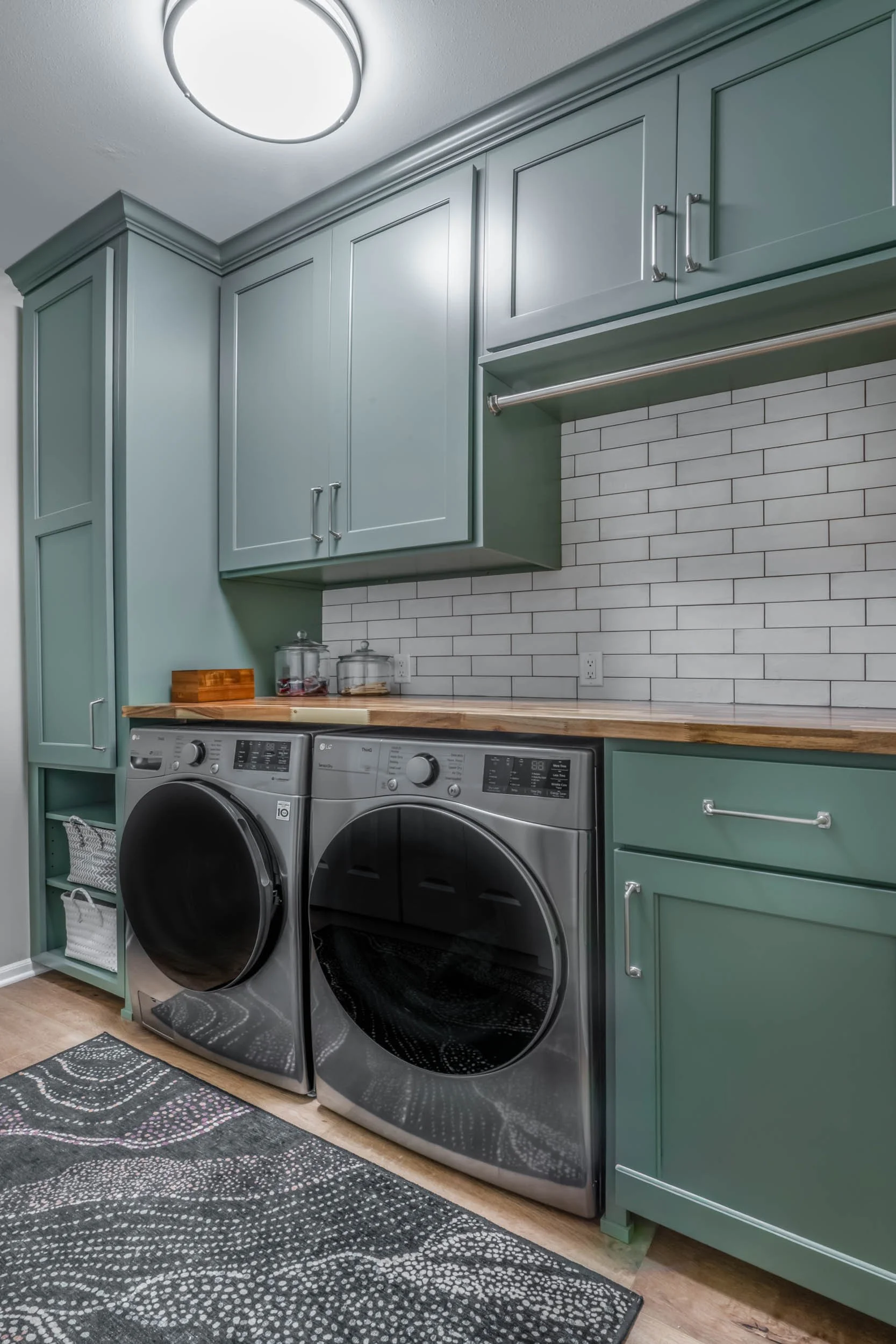 Maple wood painted in Sherwin Williams color Dried Thyme