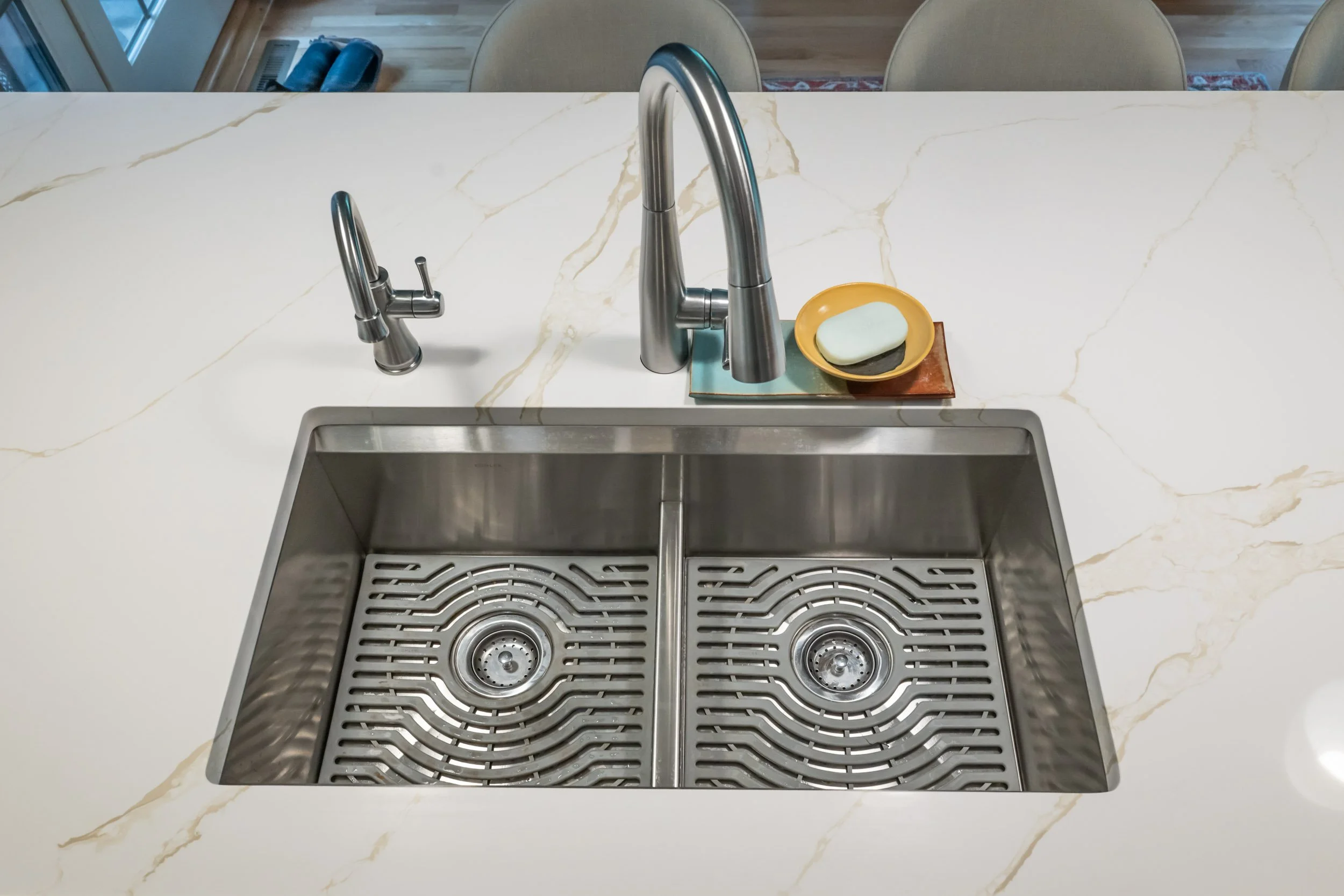 RO drinking water tap by kitchen sink