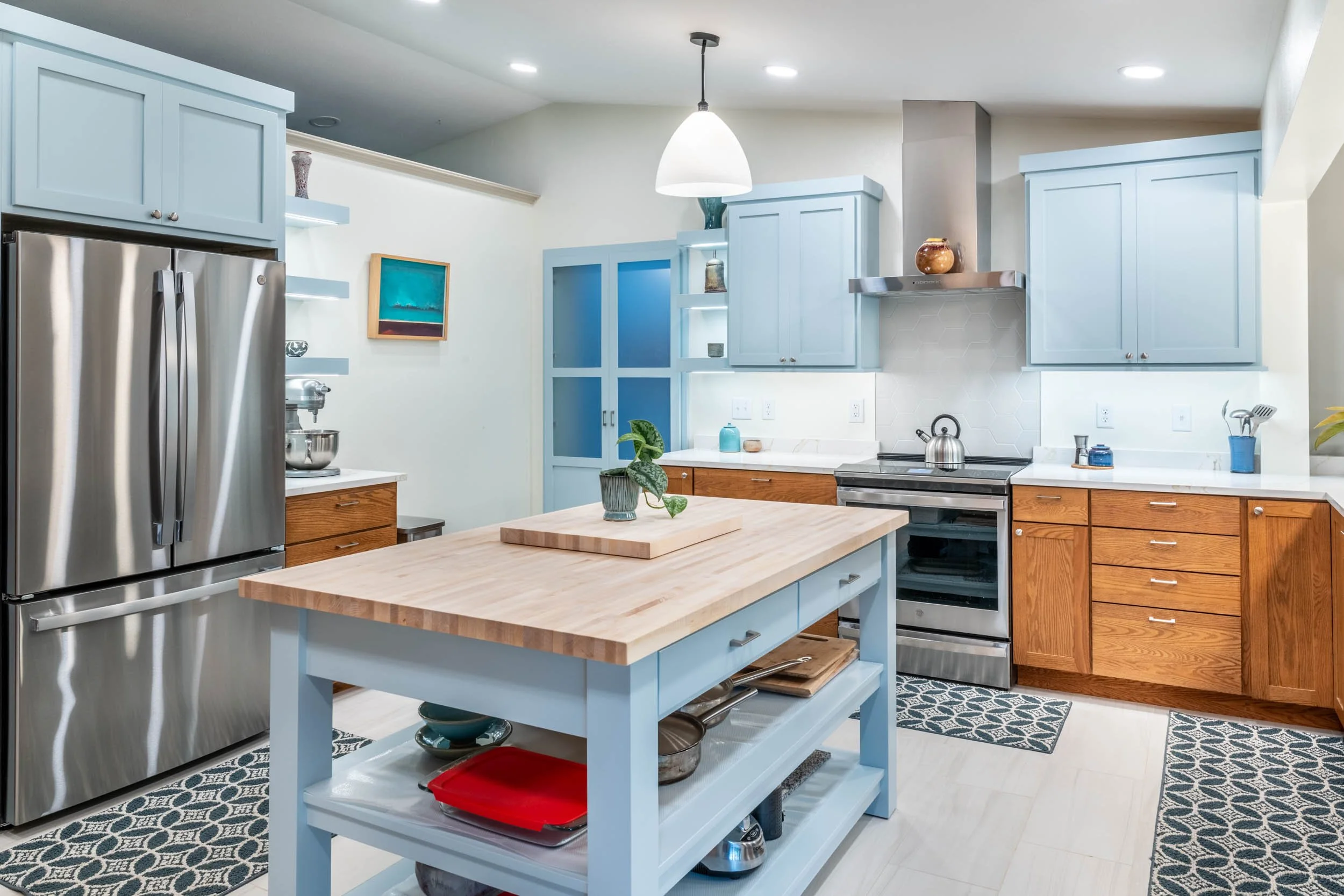An Induction Range with convection oven for this remodeled kitchen