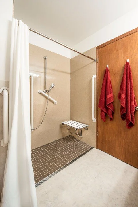 curbless walk-in shower with waterproof floor