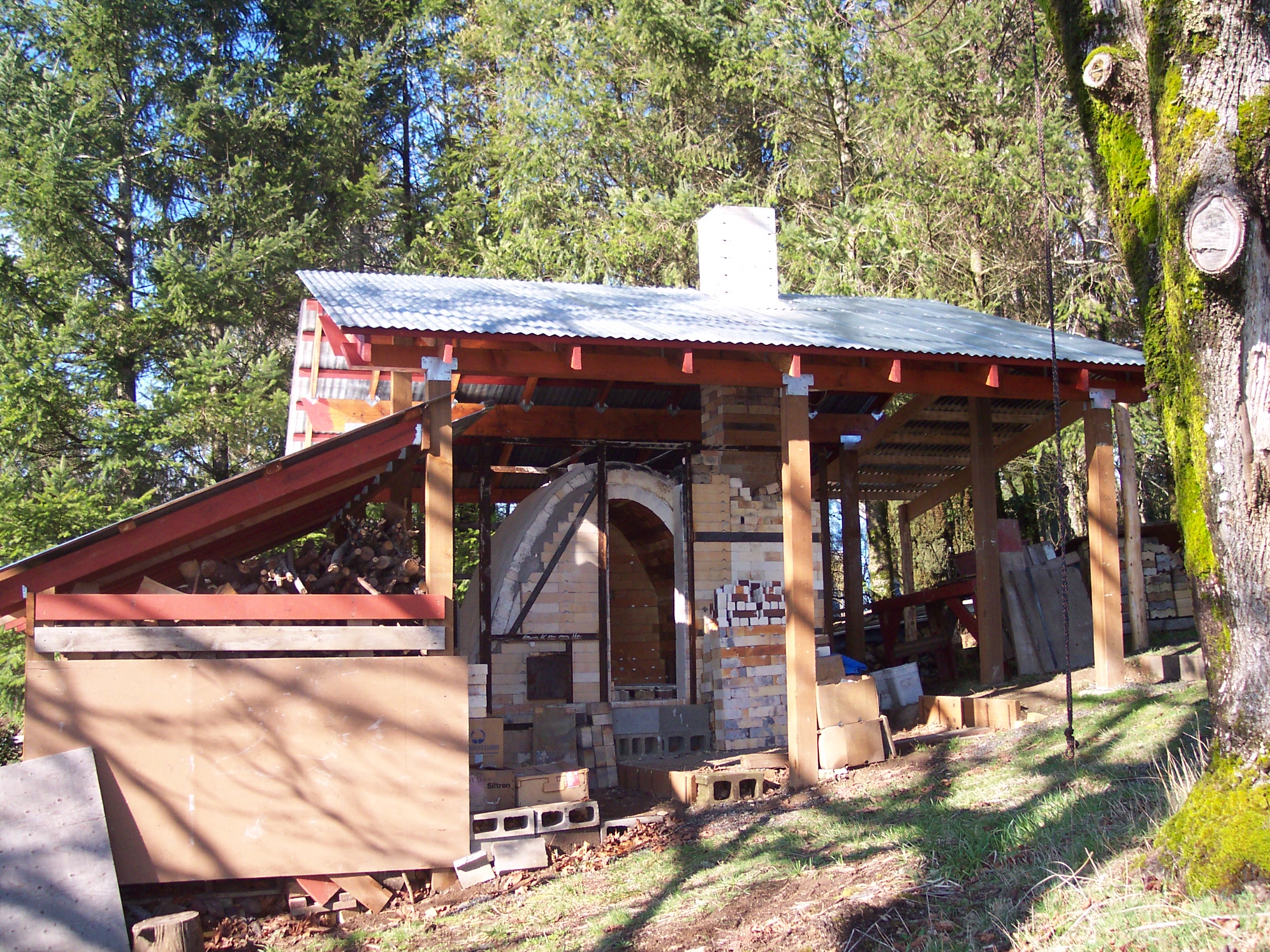 Skyline Kiln, the wood-fired kiln at Pincus Pottery Studio