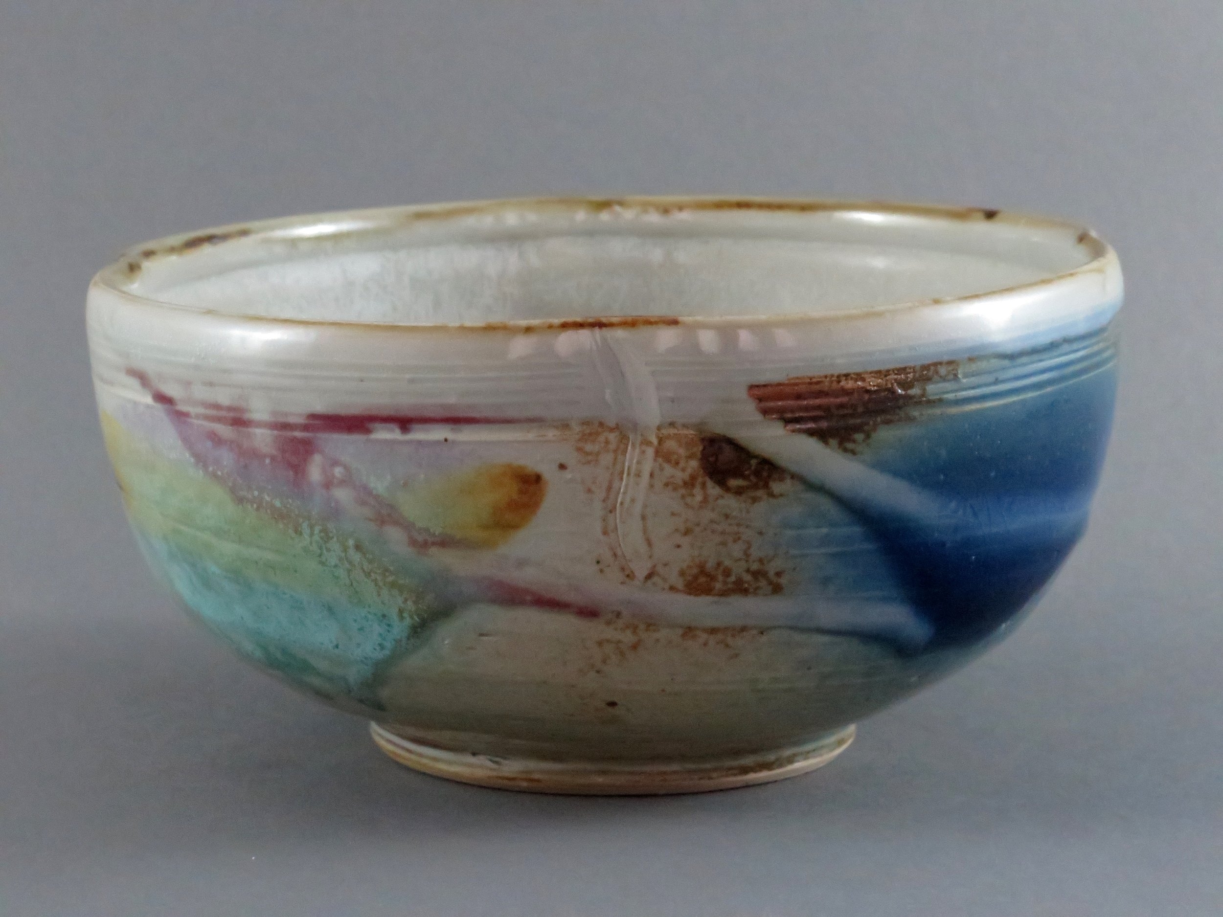 Serving bowl with blue & turquoise
