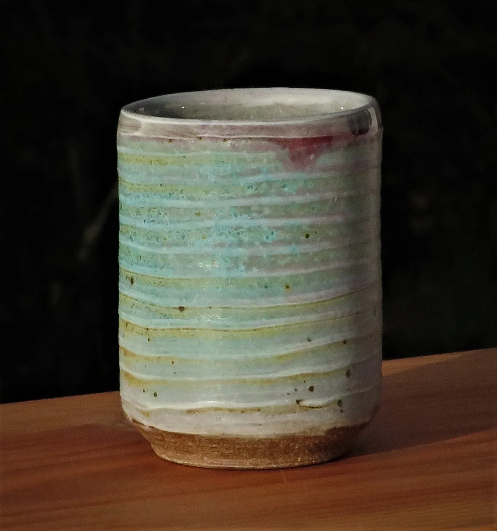 Tall teacups with turquoise & slip lines-5.JPG