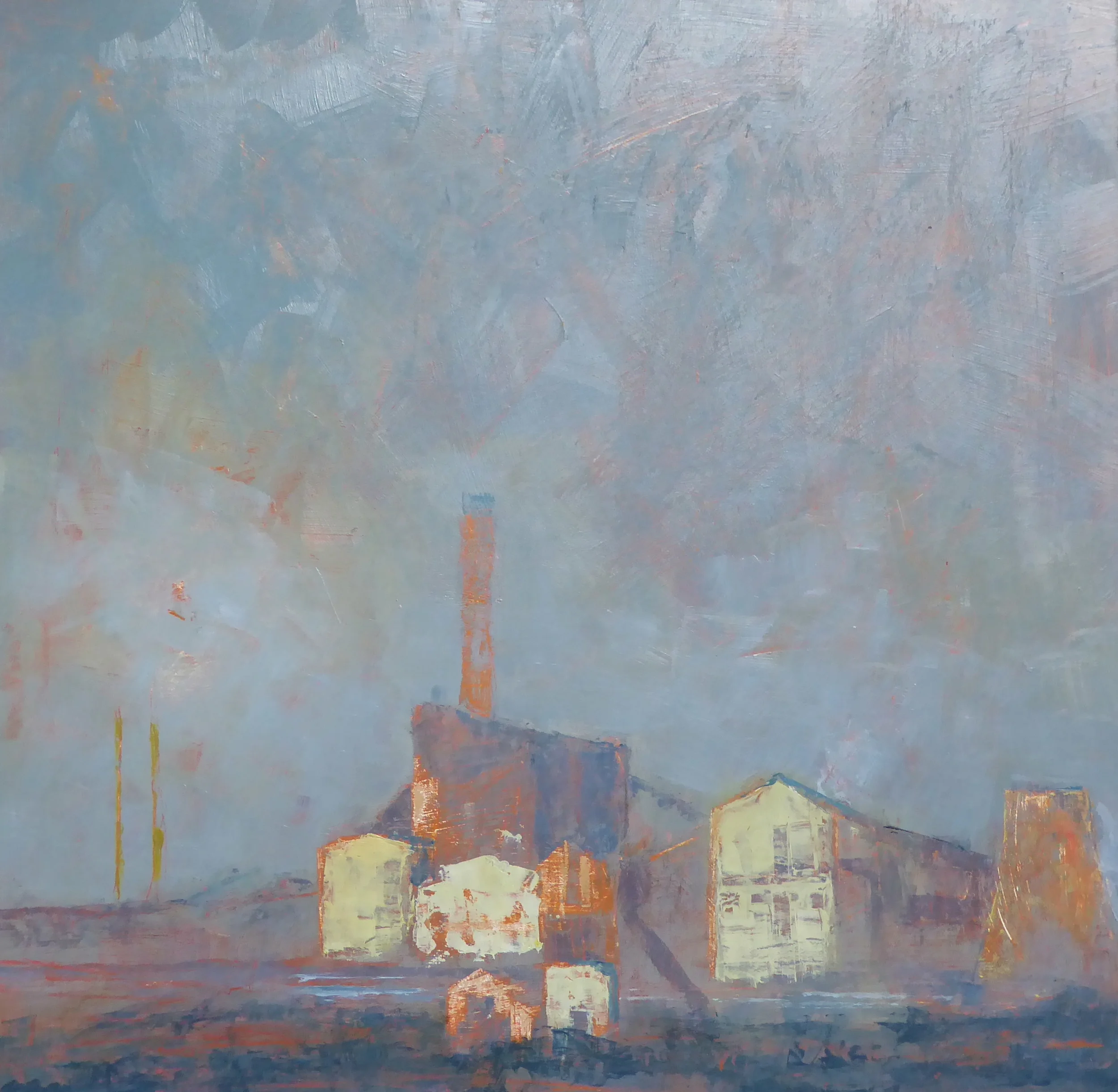 Port Talbot Steelworks.  Oil on board 60x60 cms 2018
