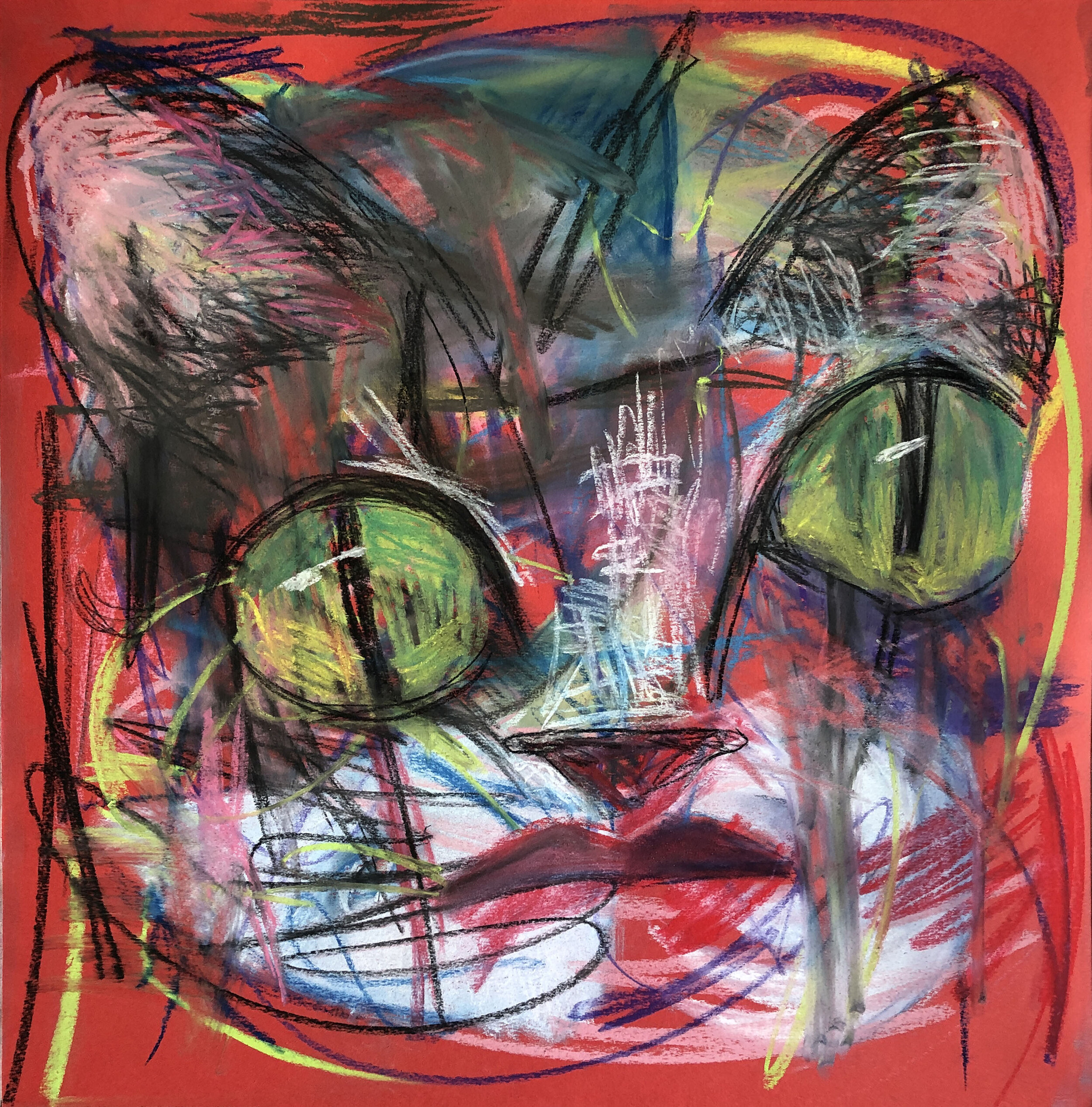 "Queen Pussy Cat" 2020 19.5" x 19.5" Pastel on colored paper