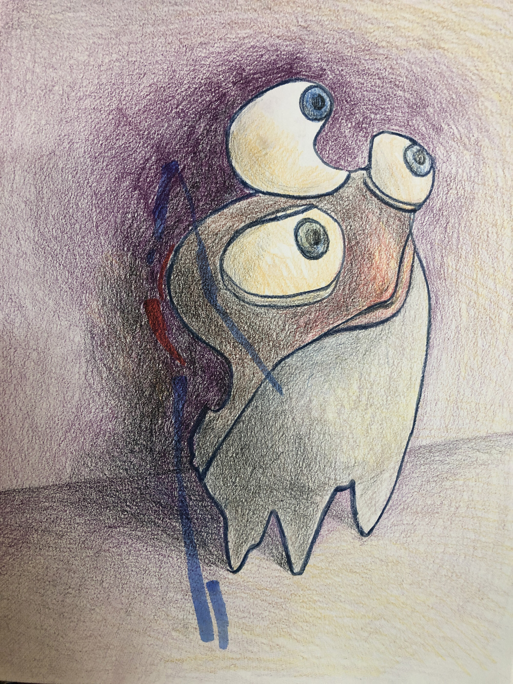 SOLD Weird Bird Thingy  9" x12" Colored Pencil on Paper