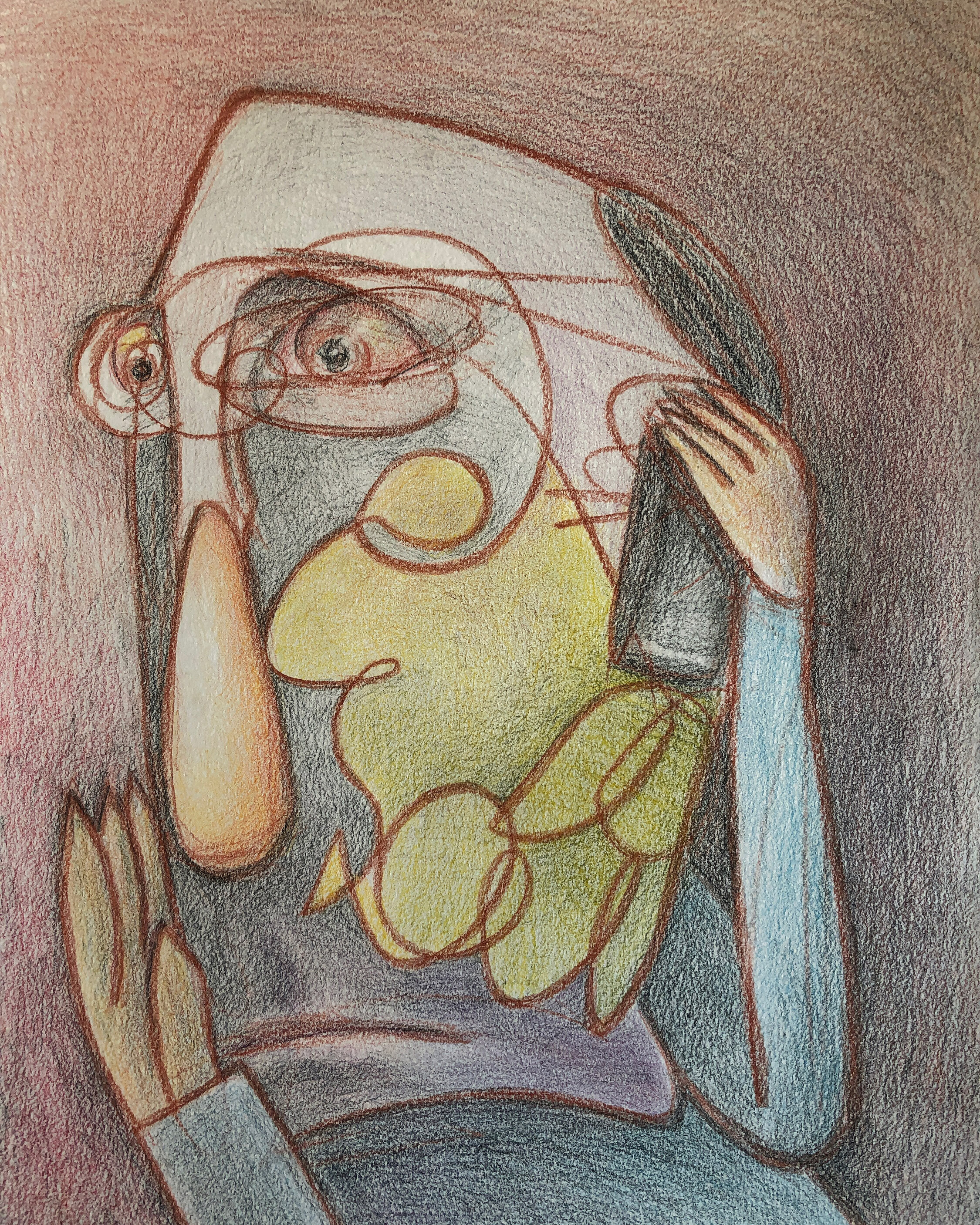 SOLD "The Call" 9" x12" Colored Pencil on Paper