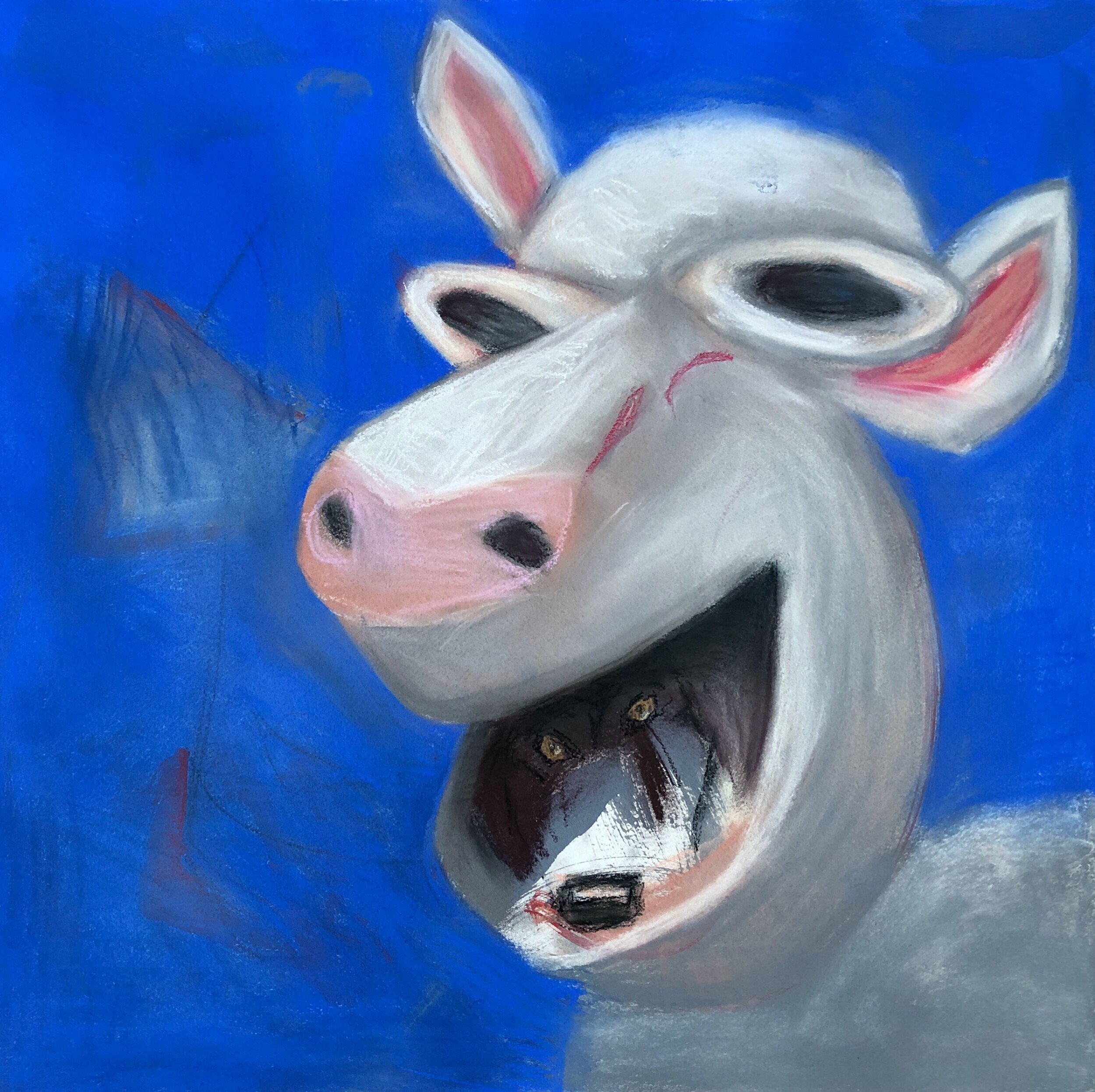 "Wolf in Sheep's Clothing" Pastel on Paper 19.75" x 19.75"