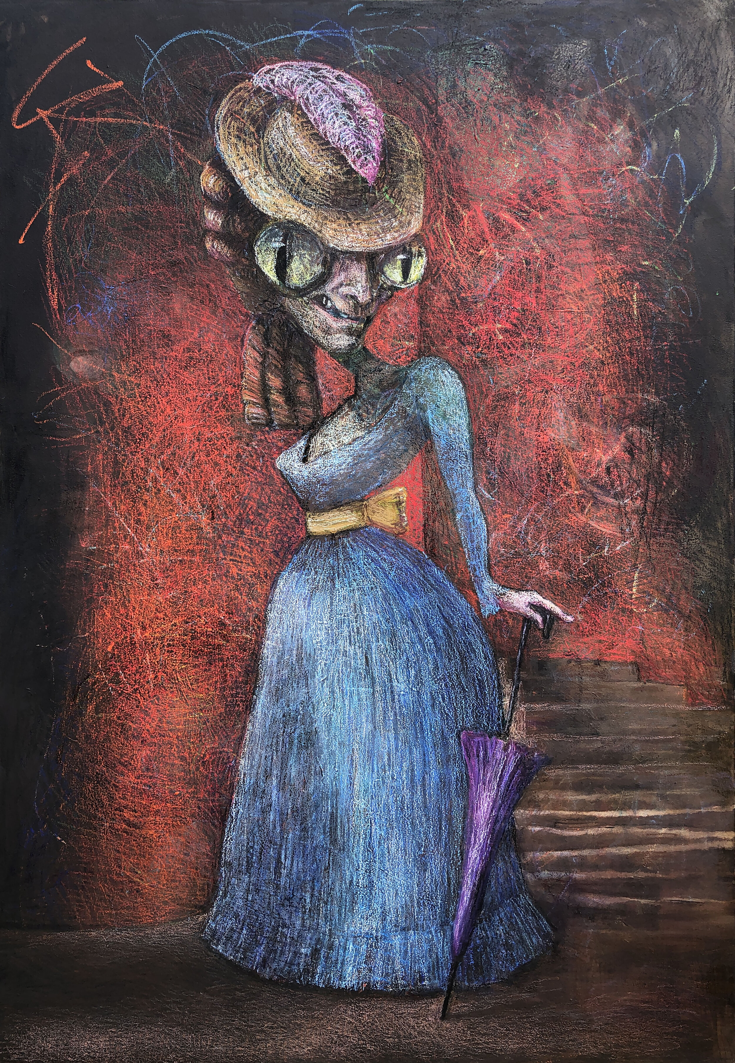 "Nineteenth-Century Belle" 2021 40" x60" Oil paint, oil sticks on textured ground on canvas