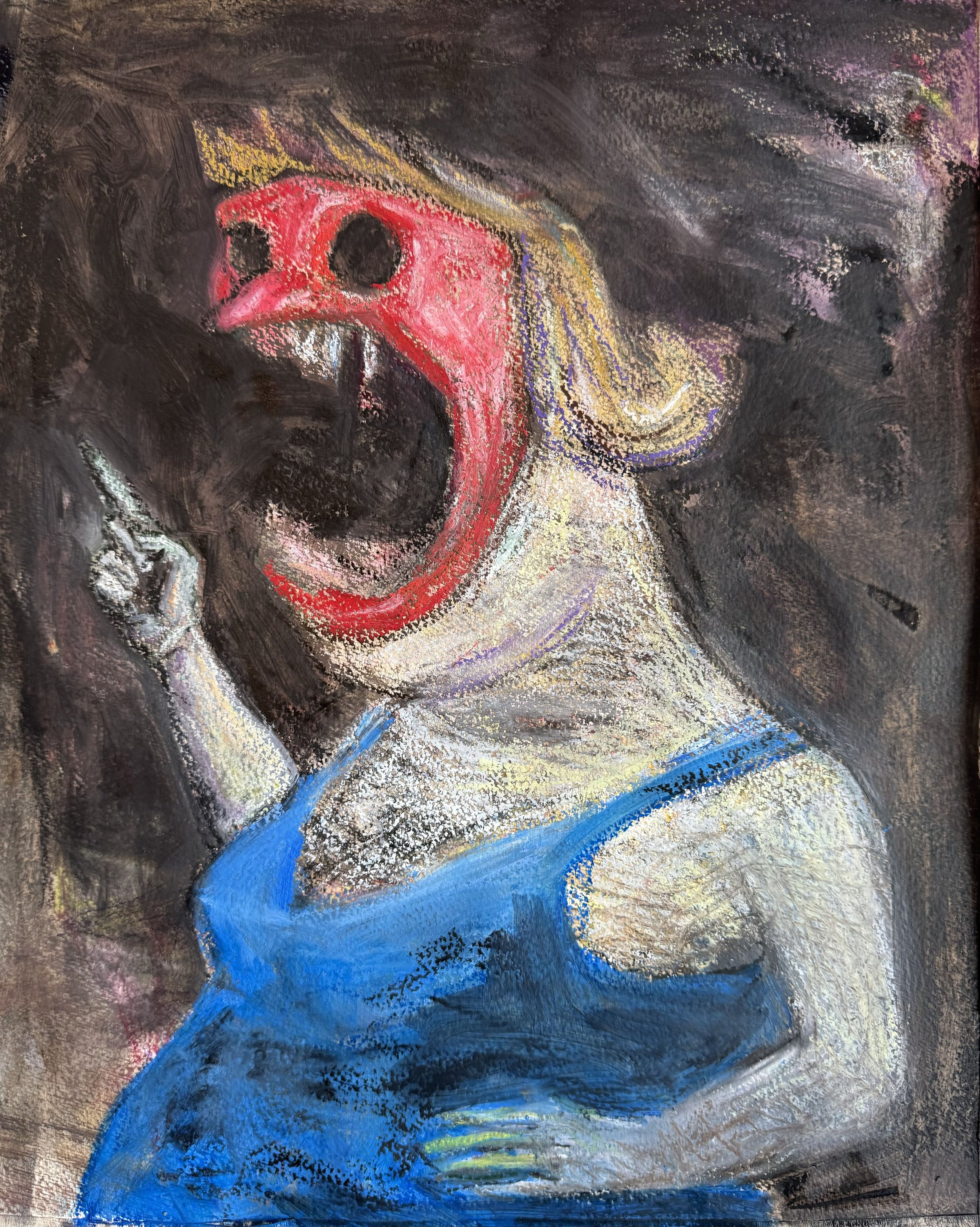 "Portrait of a Relative" 2024 Oil Pastel on Paper