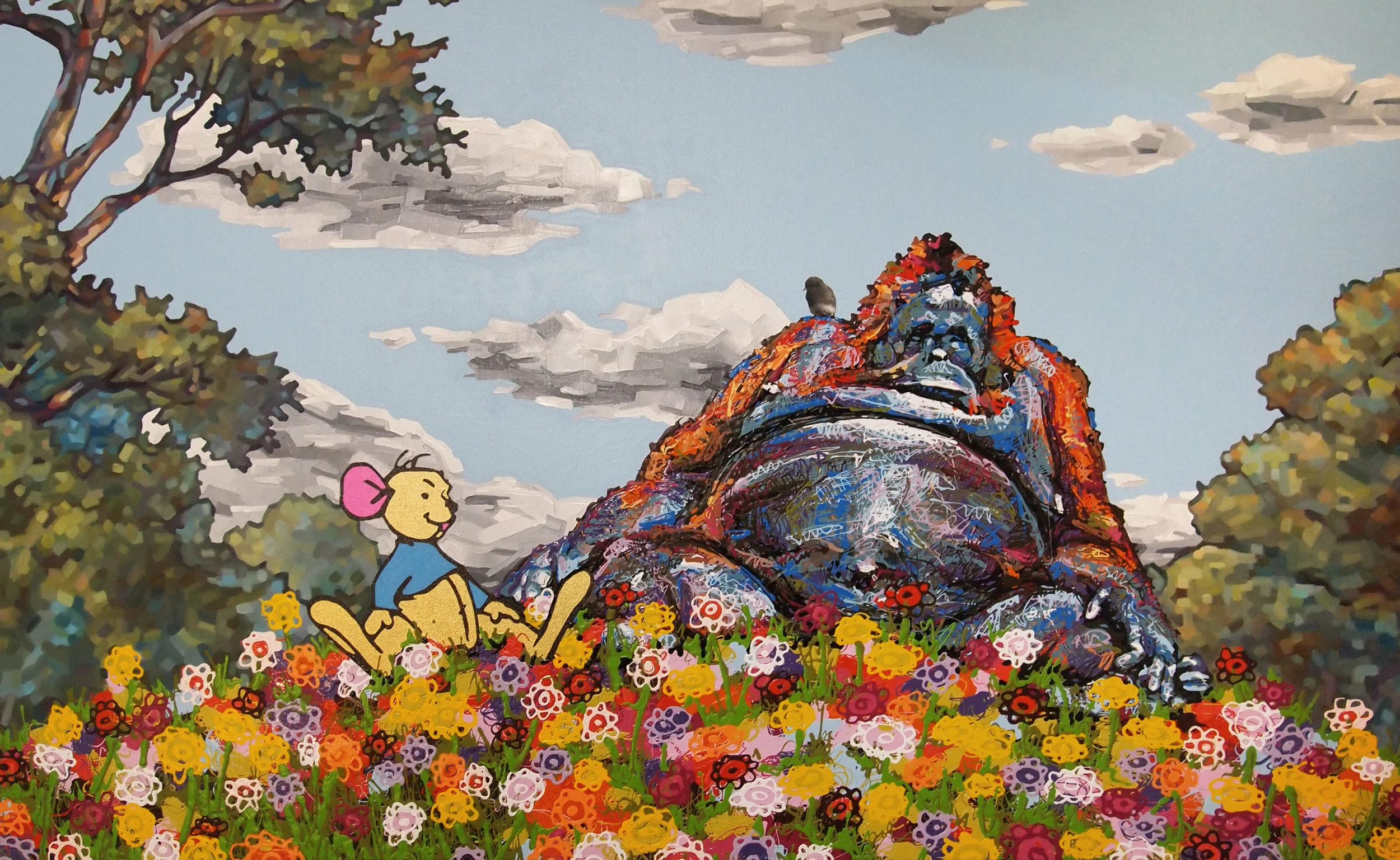 2013 Red Ape and Roo oil acrylic and enamel on canvas 78x48.jpg