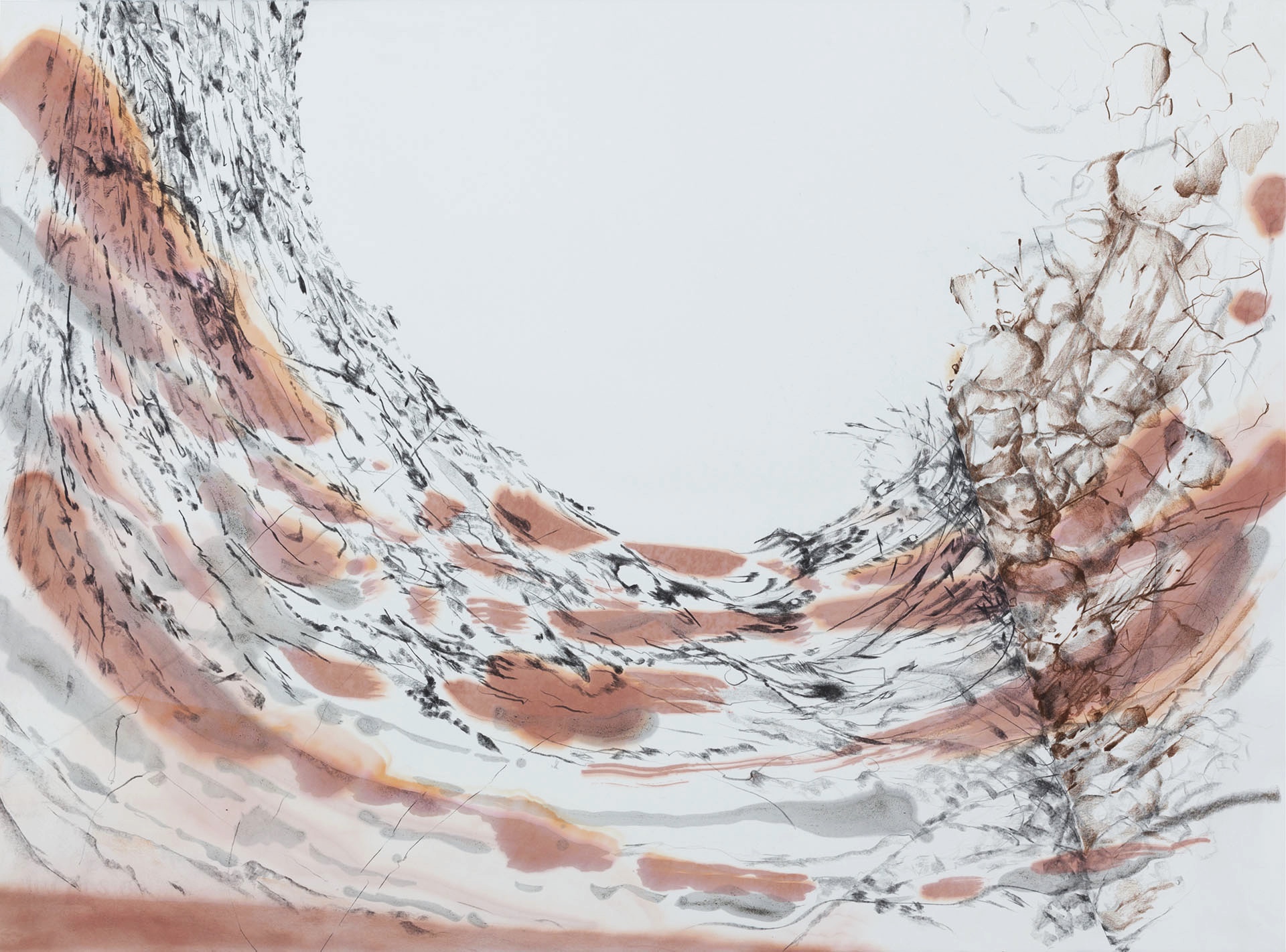 Lahar 2014 graphite and watercolor on paper 22.5 x 30 in.