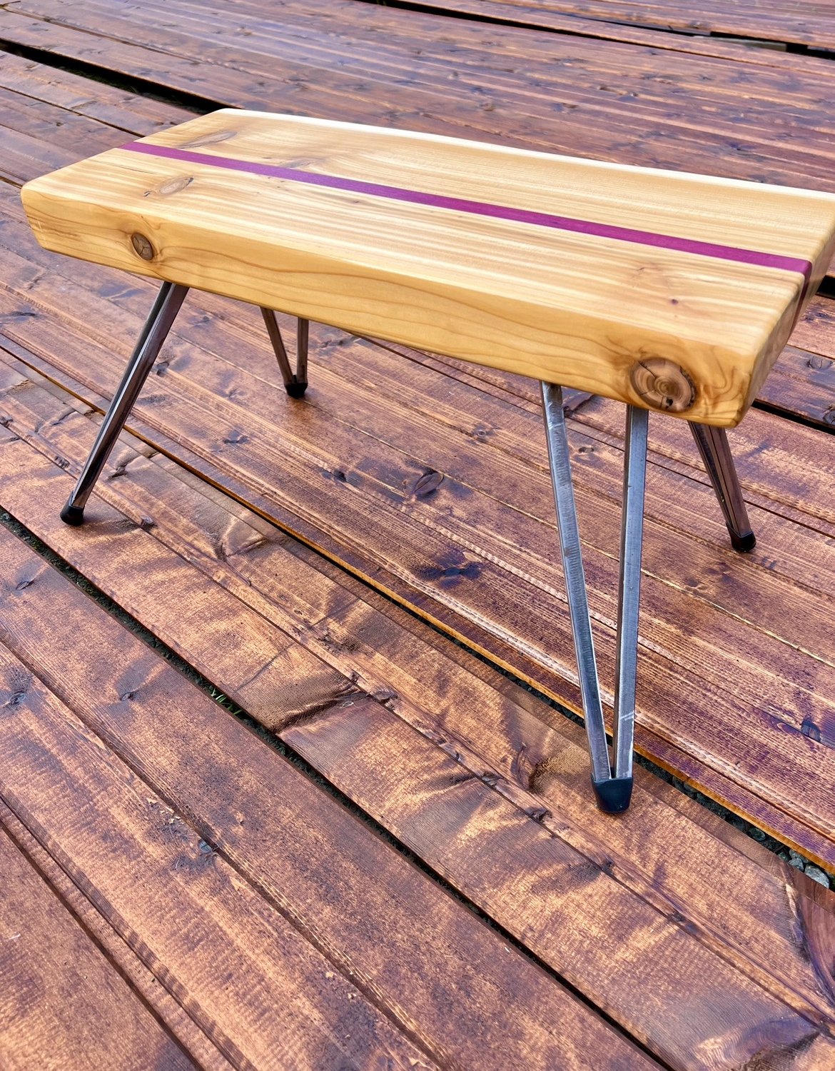 Stool made from Cedar and Purple Heart centre 