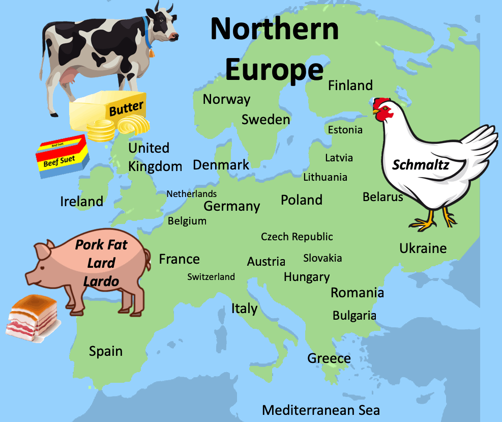 Butter, Lard, Suet, and Schmaltz Are Traditional Fats in Europe