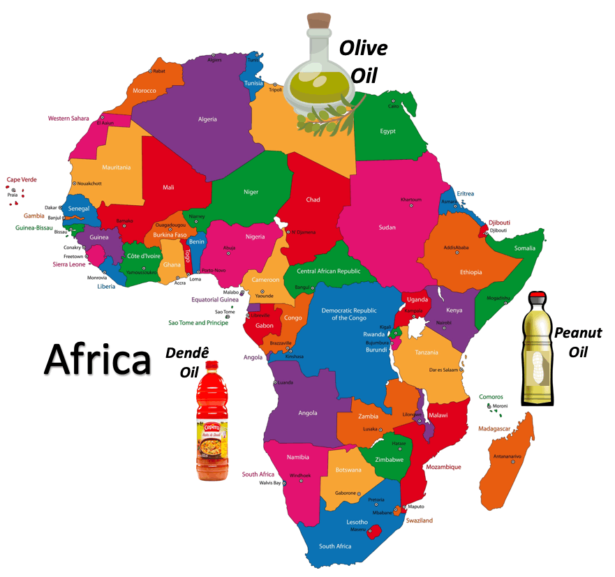 Olive Oil (North Africa), Dendê Oil (West Africa), and Peanut Oil are Cooking Oils of Africa