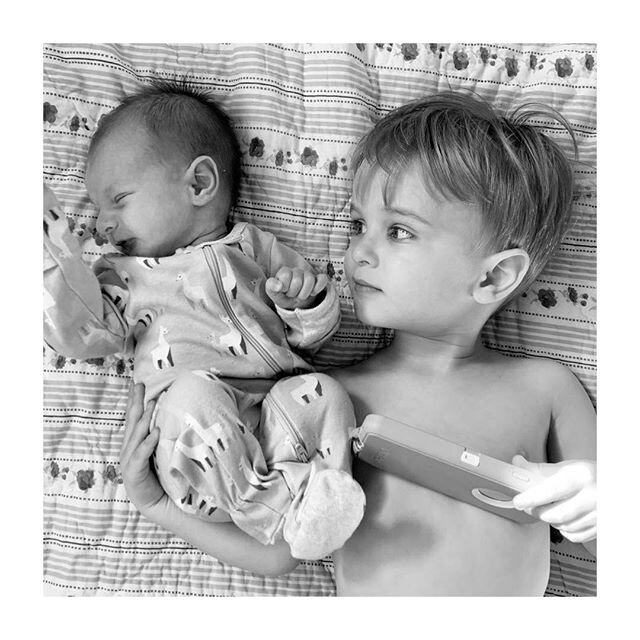 My boys - it's still surreal to say.  I've loved watching Auri take on his role as a big brother.  The first thing he does when he wakes up in the morning is come downstairs and check on his baby brother in the bassinet.  And when Beckham cries he pl
