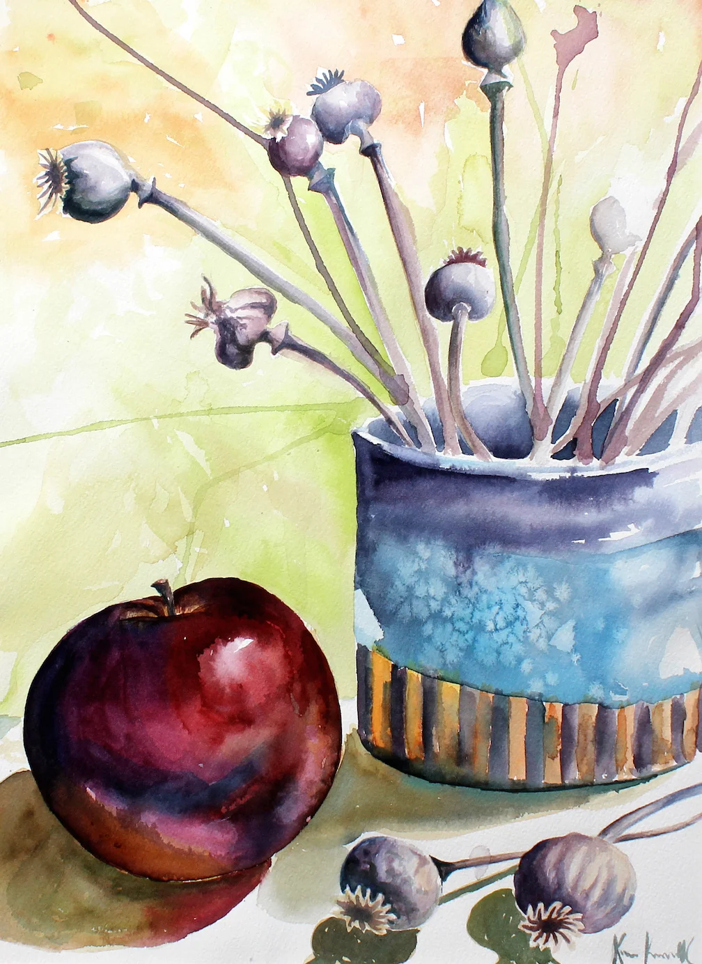 apple, poppy pods, and pottery  2013