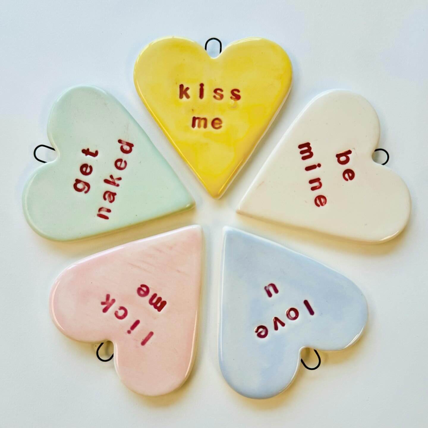Super excited to finally get some V-day stuff down to Crompton Collective tomorrow! These conversation heart ornaments will be there along with a few slightly more scandalous ones&hellip; #shopcrompton