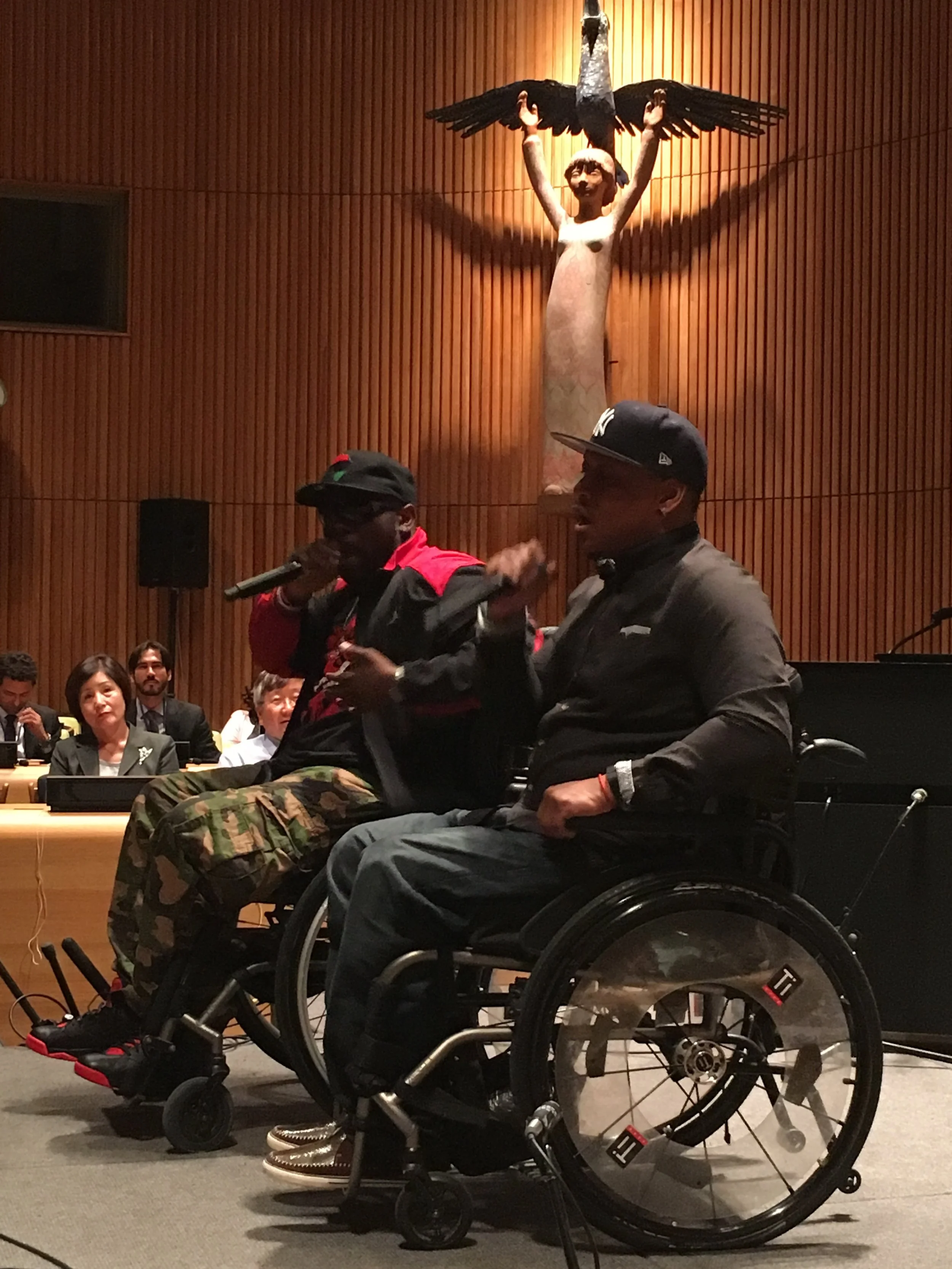 4 Wheel City perform at the United Nations. Photograph: Adrian Brune