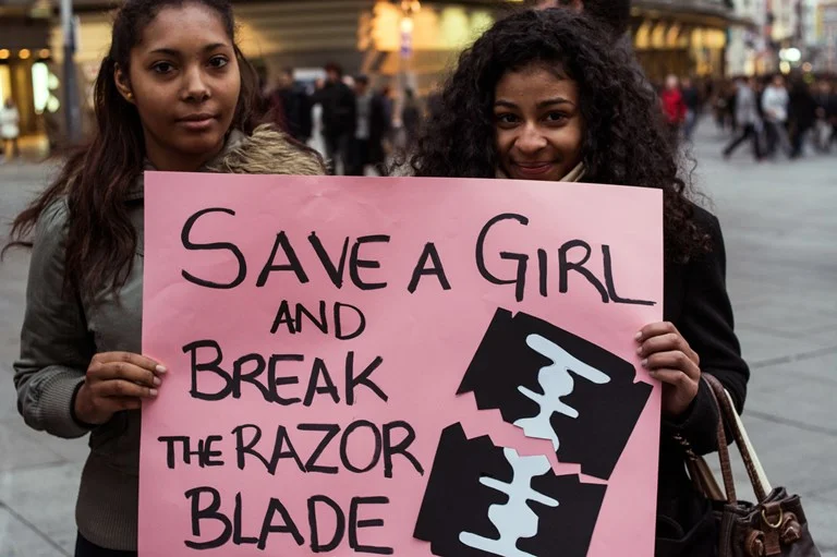 Protesters during the U.N. Population Fund’s International Day of Zero Tolerance for Female Genital Mutilation, February 6, 2016. SOURCE PACIFIC PRESS/GETTY