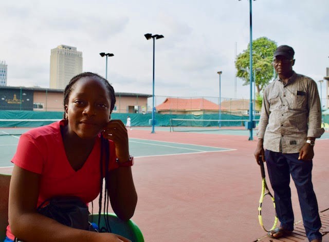 Nigeria’s current top player, Oyinlomo Barakat Quadri, with her father at the Lagos Lawn Tennis Club (LLTC) in-between stints at the International Tennis Federation (ITF) training centre in Casablanca, Morocco. Like many African pros, Nahimana is waiting for her dream of sponsorship or a permanent training berth in the U.S. .