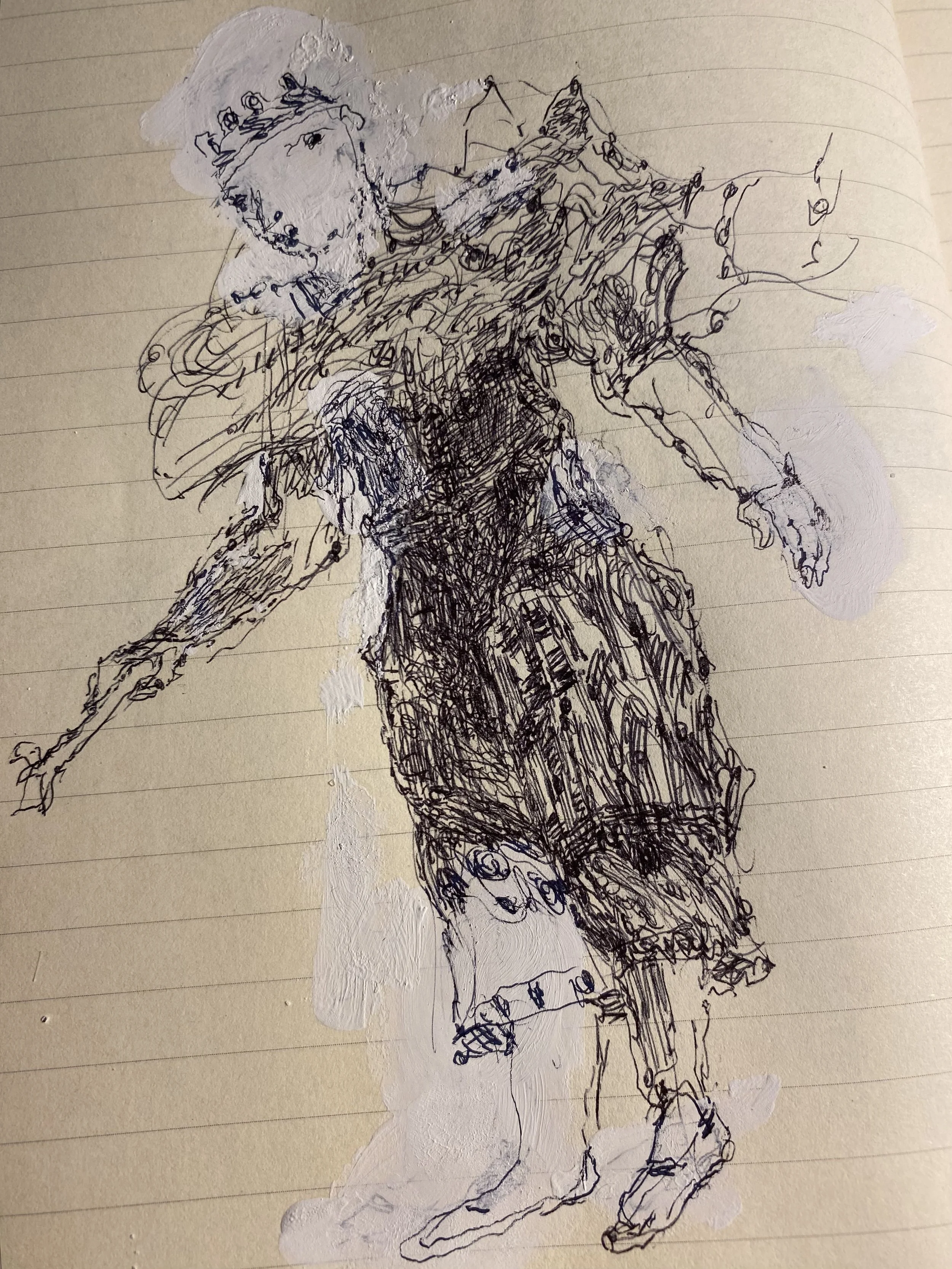 Fying costumed figure